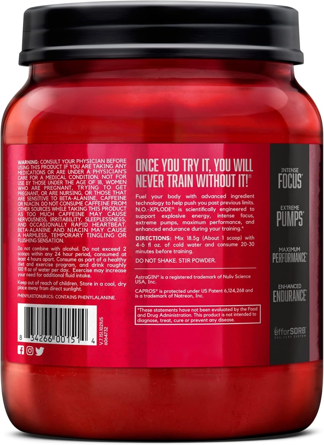 BSN NO Xplode Pre-Workout Pump Nitric Oxide Booster 60 Servings 5 Flavors New