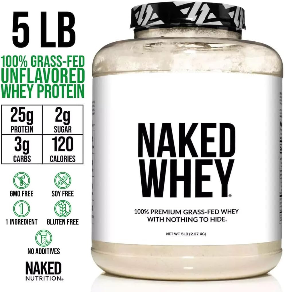 Whey 5LB 100% Grass Fed Unflavored Whey Protein Powder – Only 1 Ingredient, NSF