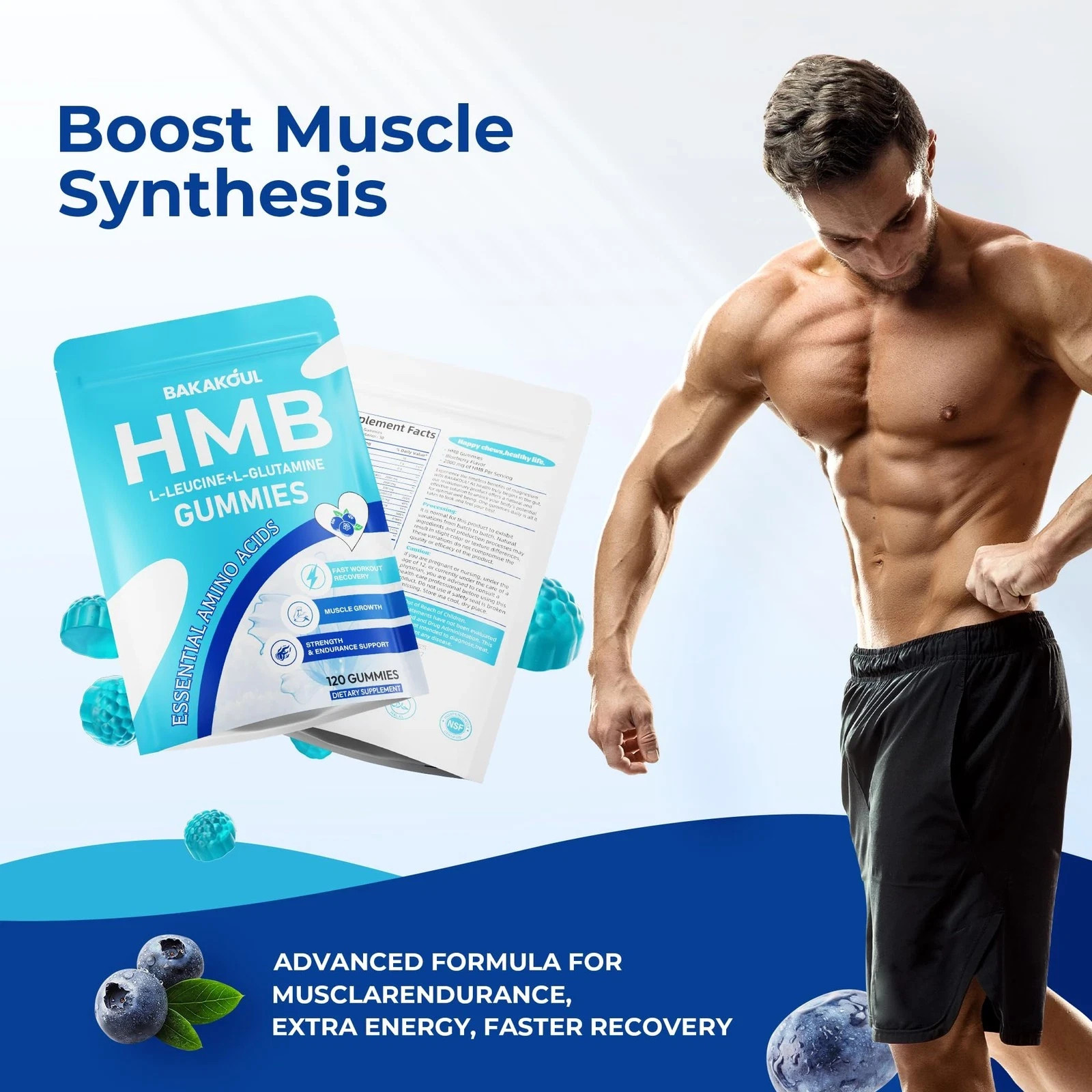 BAKAKOUL HMB and L-Leucine Gummies, HMB and Leucine Supplement Supports Muscl…