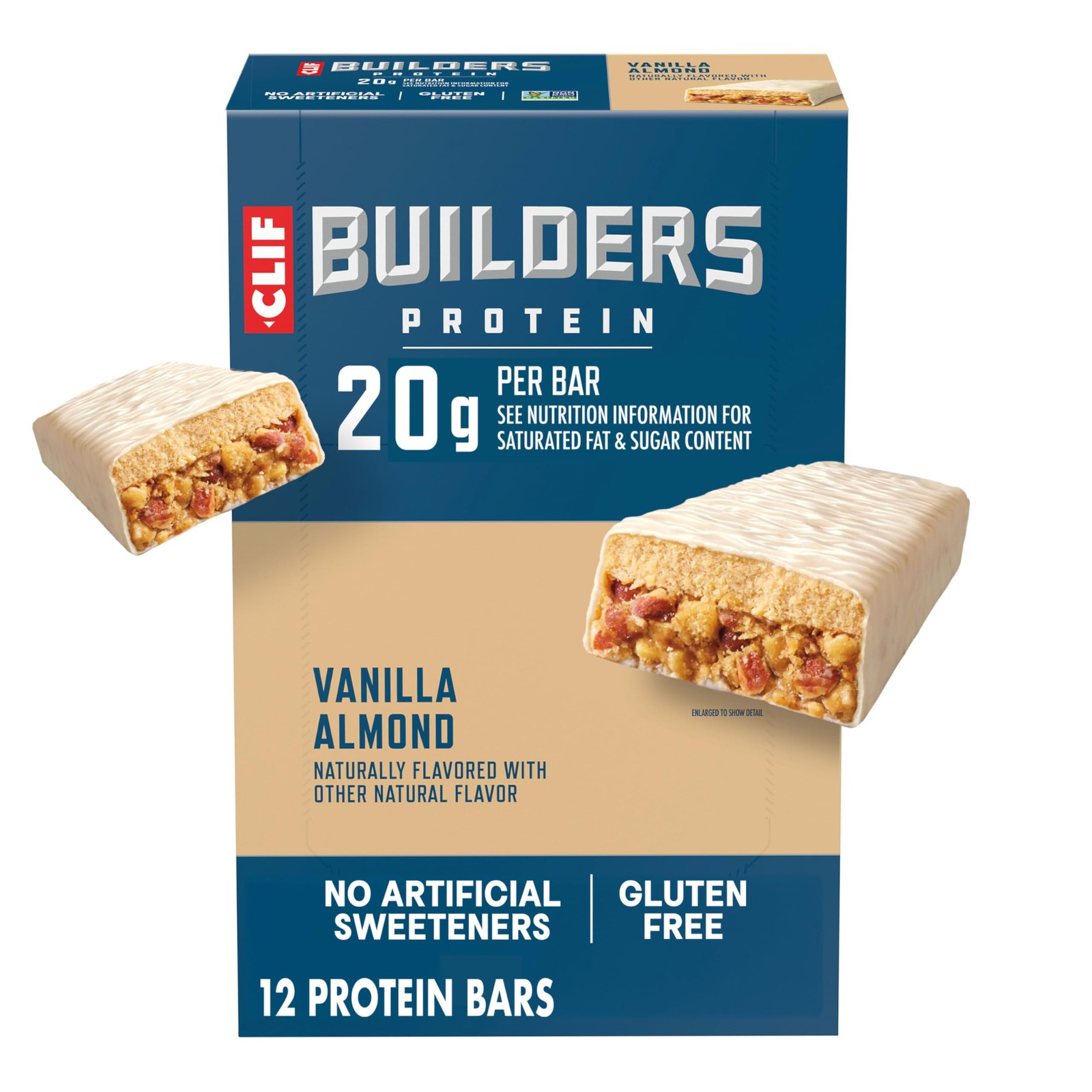 CLIF BUILDERS Protein Bars – Vanilla Almond 12PK Builders,