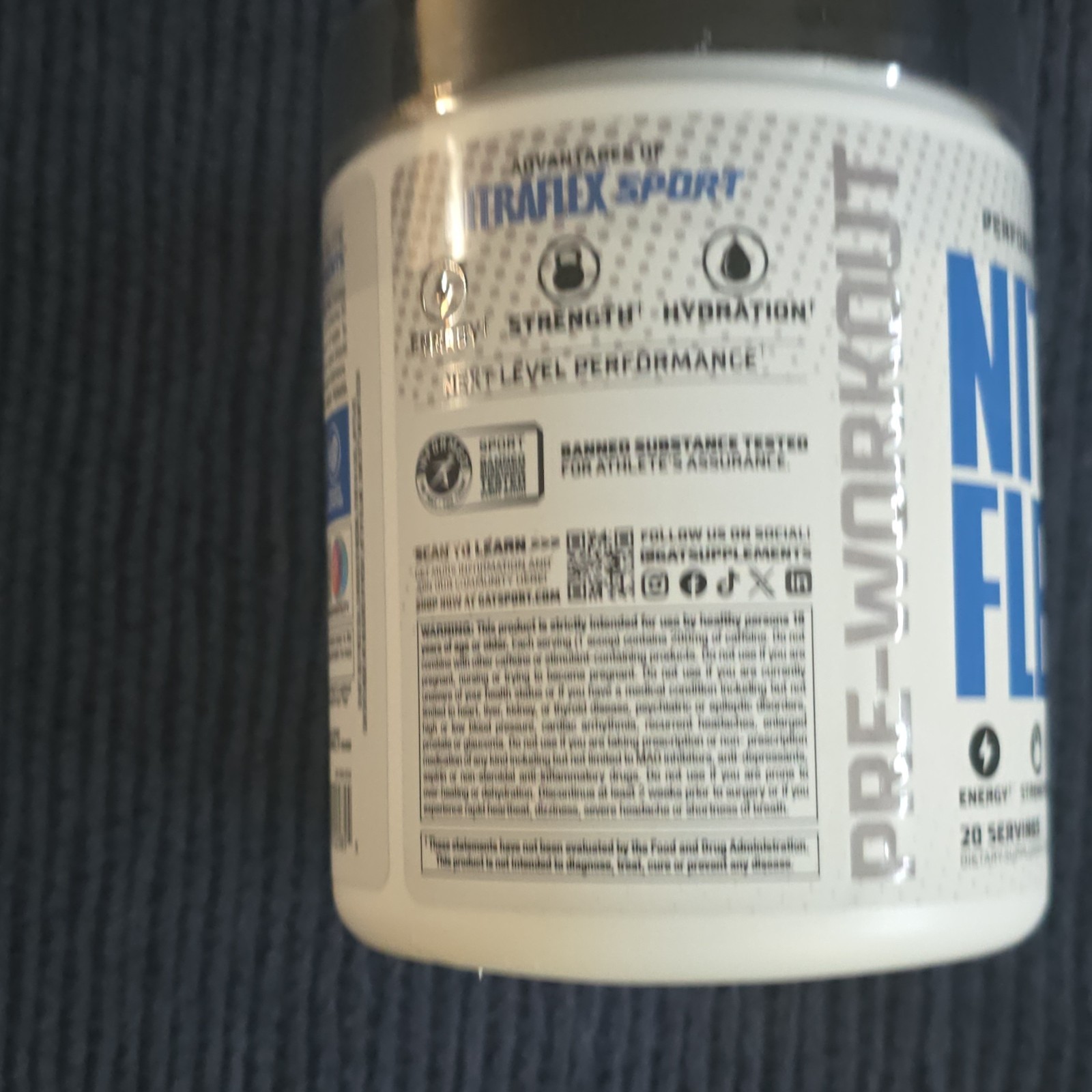 NITRAFLEX Sport Pre-Workout Powder Blue Raspberry Blast 20 Servings Energy