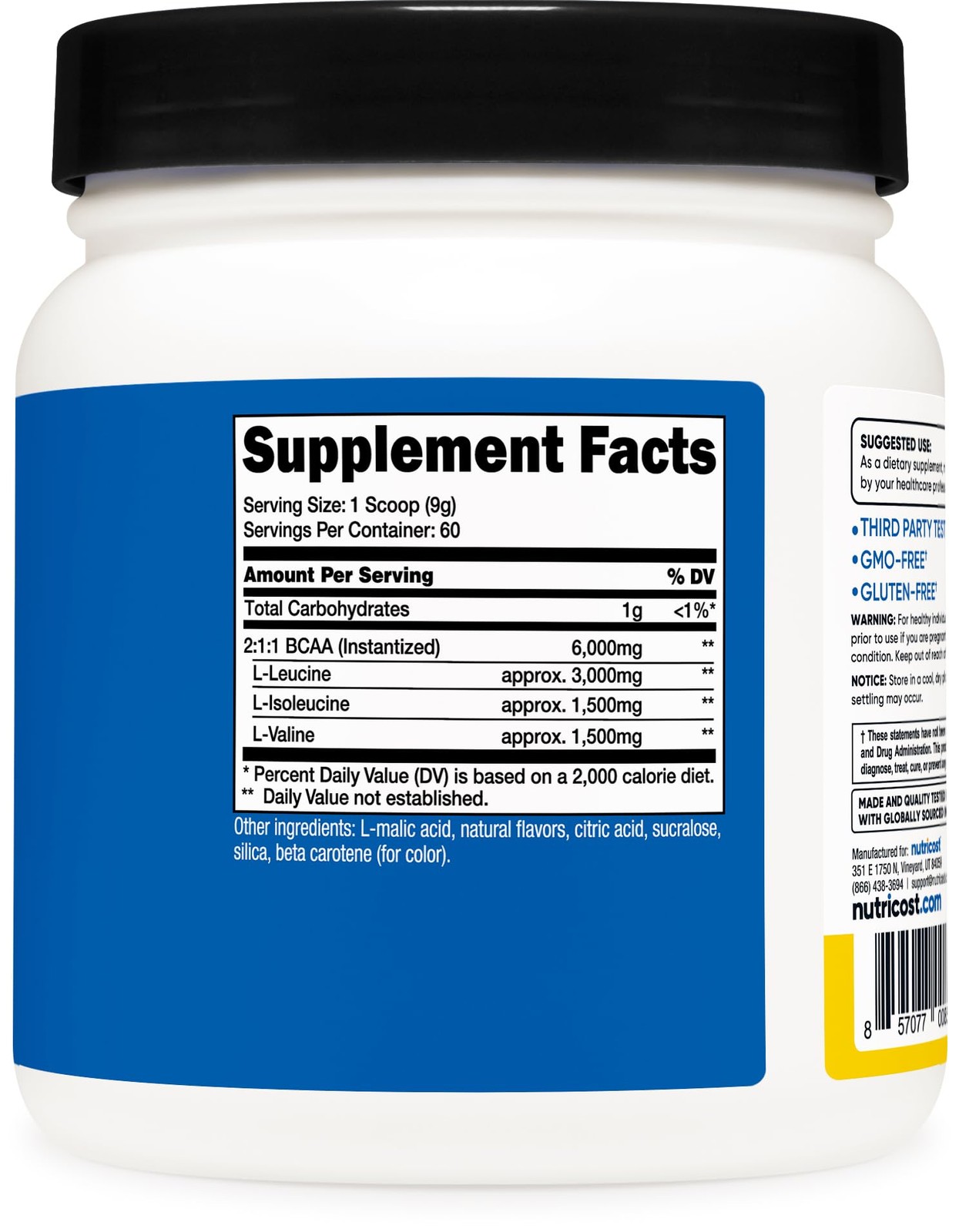 Nutricost BCAA Powder (Pineapple, 60 Servings) – 1.08 Pound (Pack of 1)