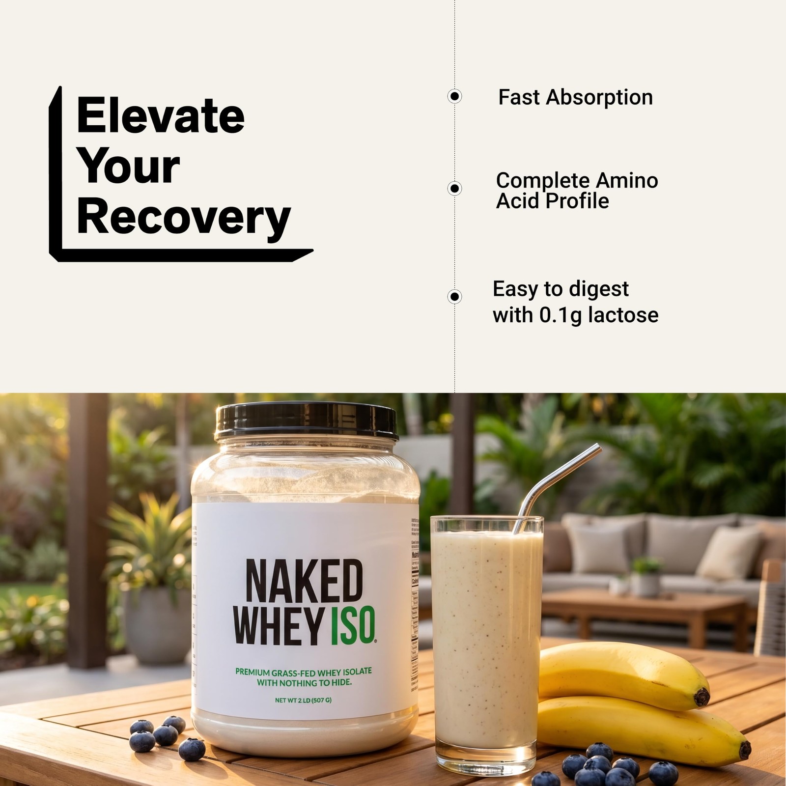 NAKED Whey Isolate Protein – Only 2 Ingredients, 30g 2 Pound (Pack of 1)