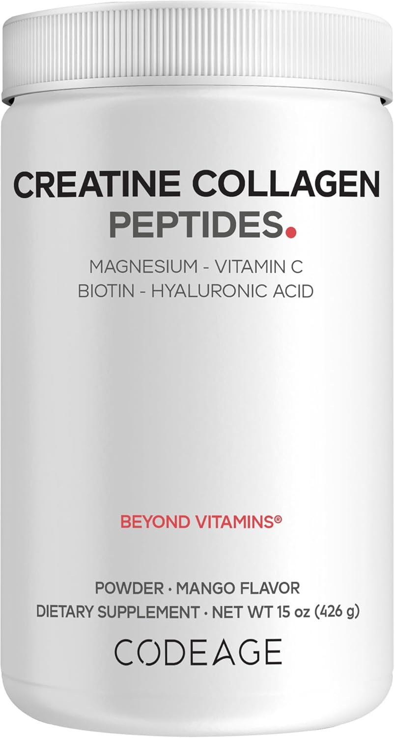 Codeage Creatine Collagen Peptides – Creatine Monohydrate Powder Supplement, Wil