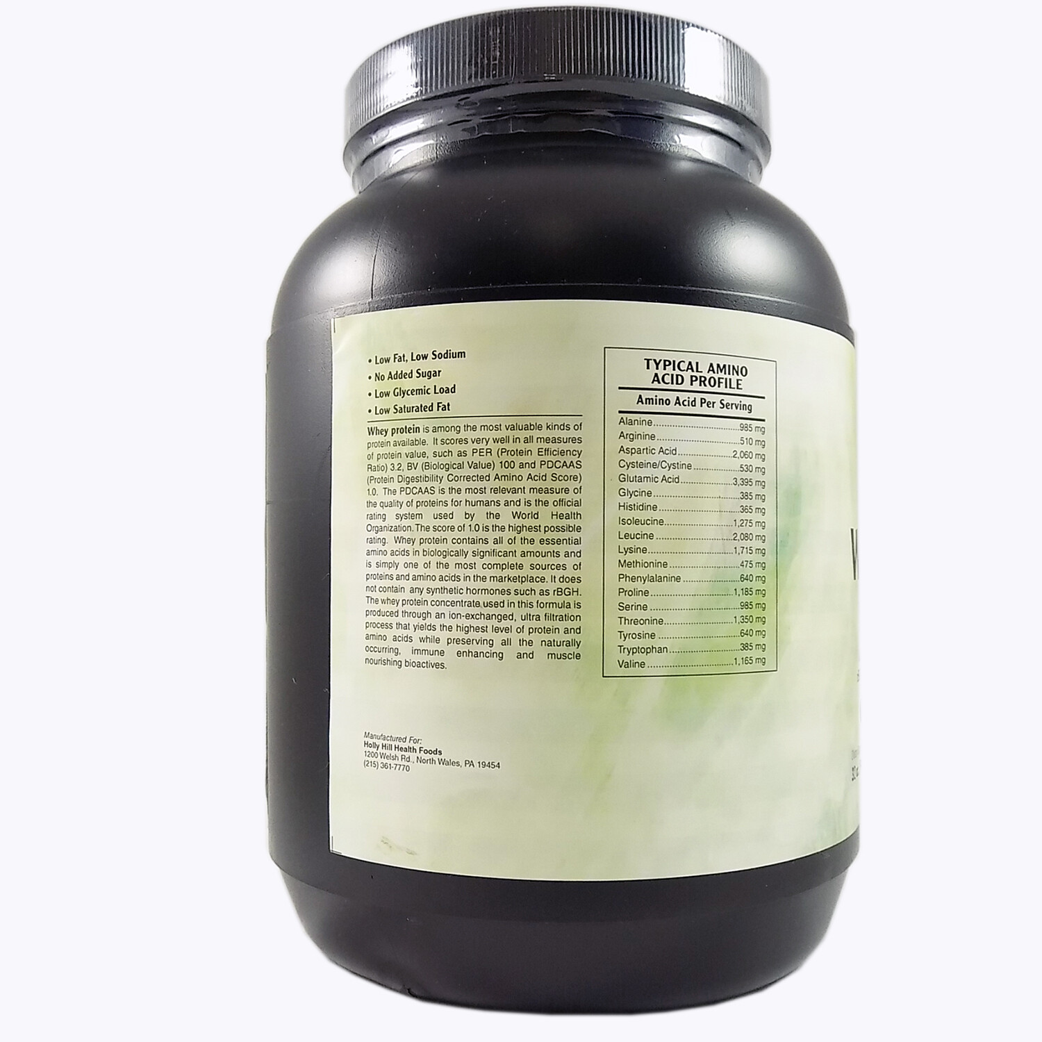 Holly Hill Health Foods, Whey Protein, Unsweetened Unflavored, 32 Ounces
