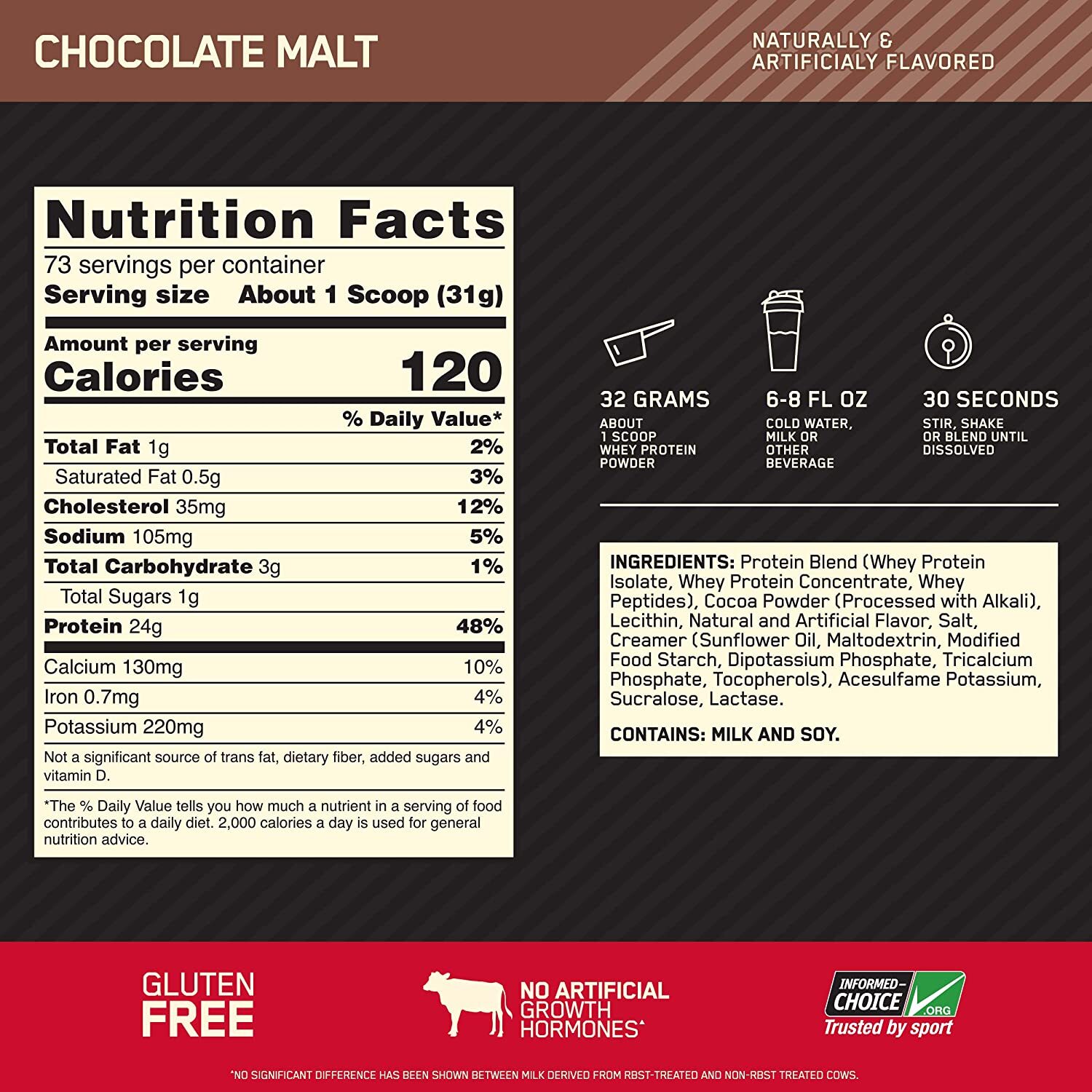 Optimum Nutrition, Gold Standard 100% Whey Protein Powder