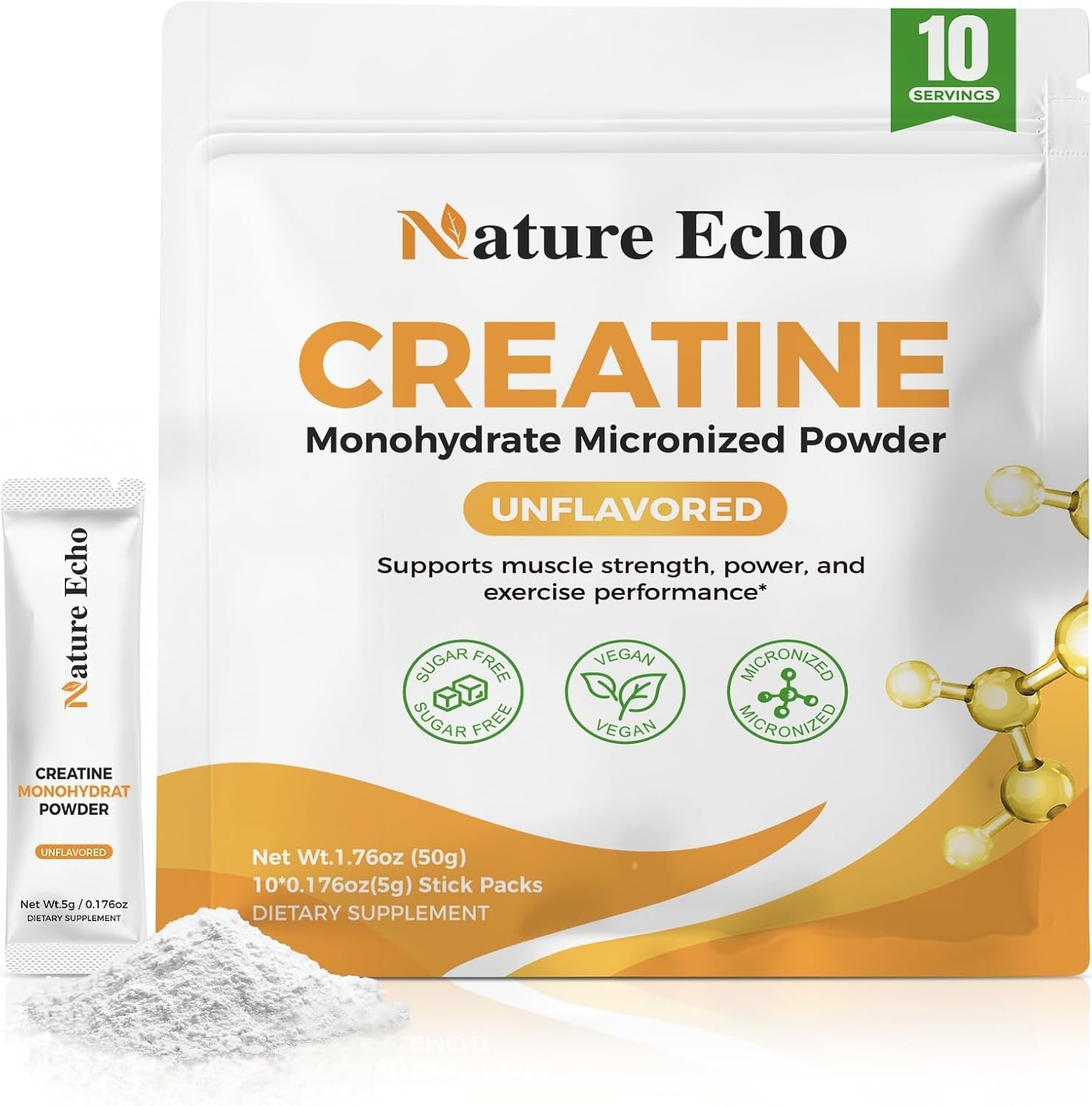High-Quality Creatine Monohydrate – 10 Travel Packs for On-the-Go Muscle Energy