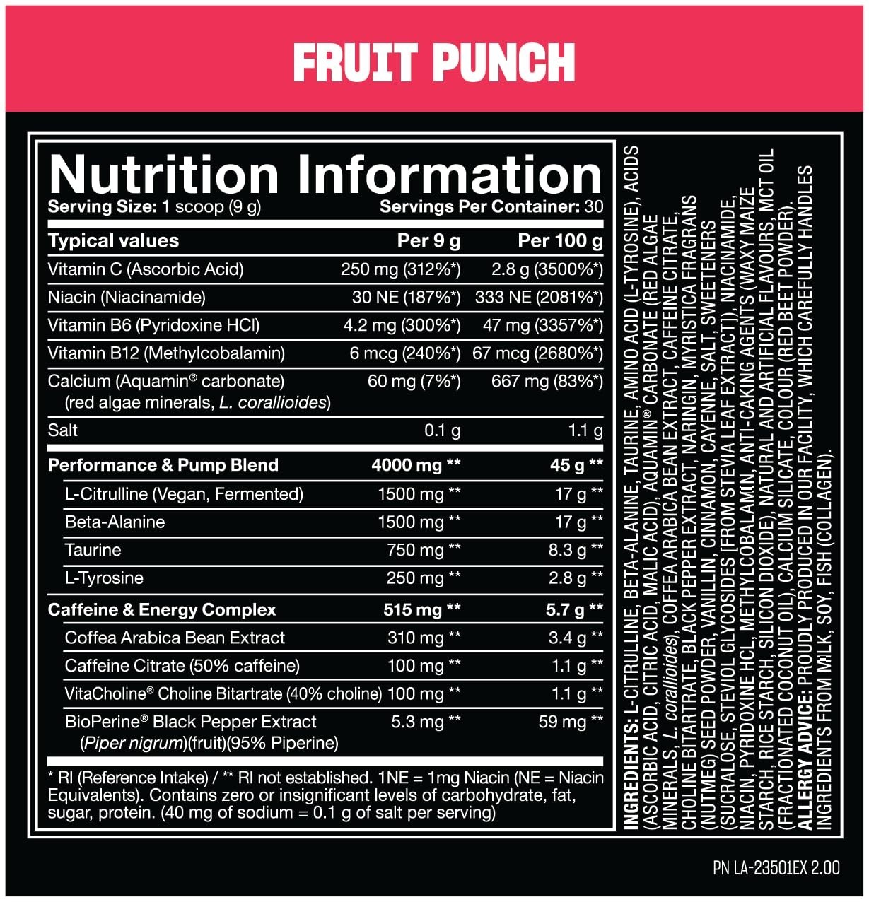 Ultra-Concentrated Pre-Workout Powder, Fruit Punch Flavor, 9.52 oz – Energy Boos