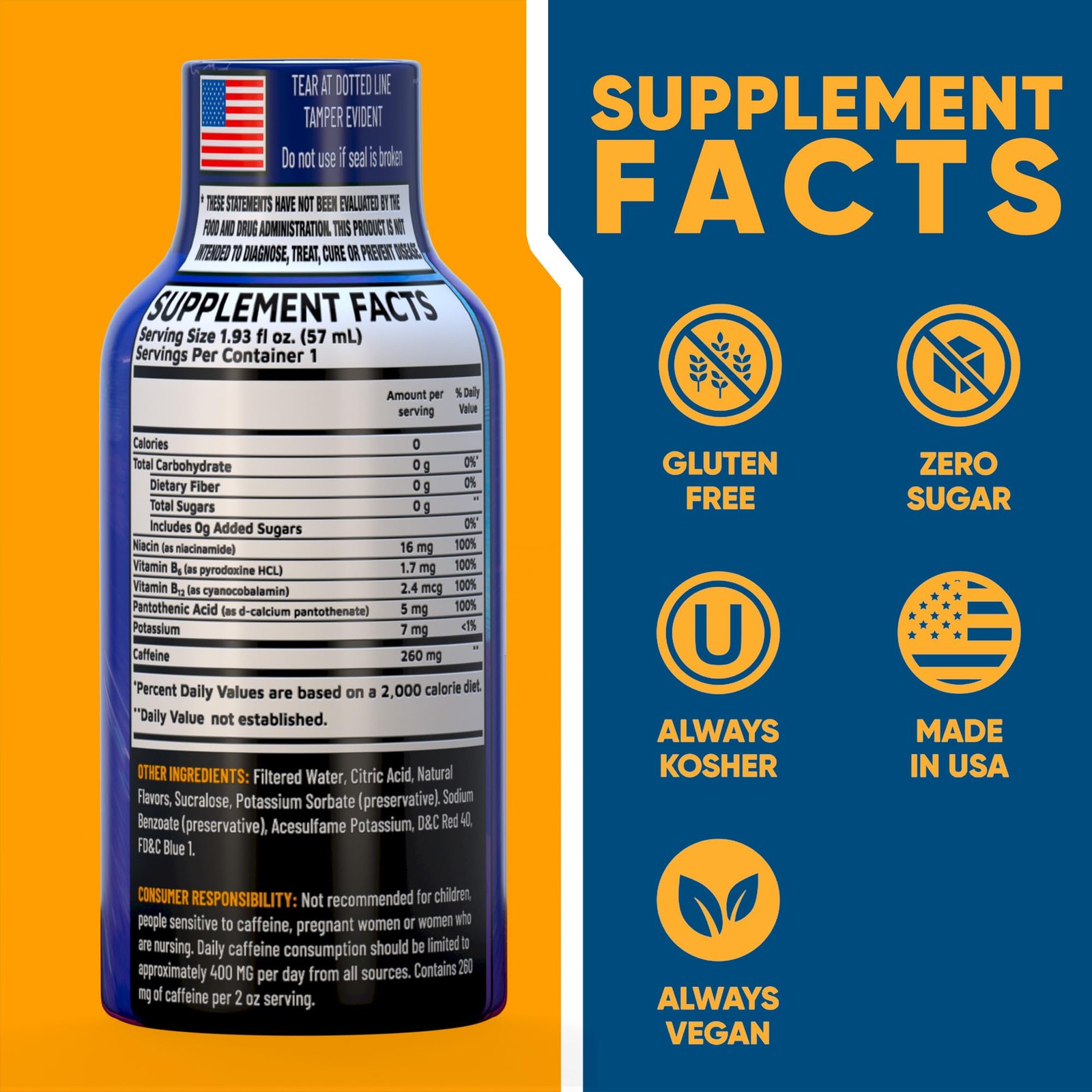 B12 Overload Extra Strength Energy Shot – Mixed Berry– 260mg Caffeine, 14000% B1