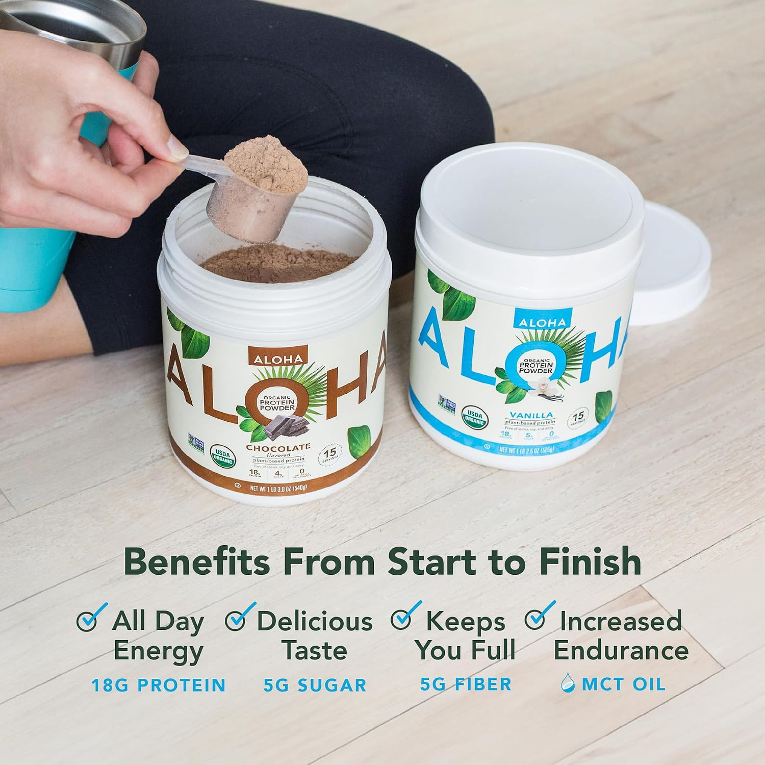 Organic Plant Based Protein Powder, Stevia Free, Chocolate, 19.6 Oz, 15 Servings