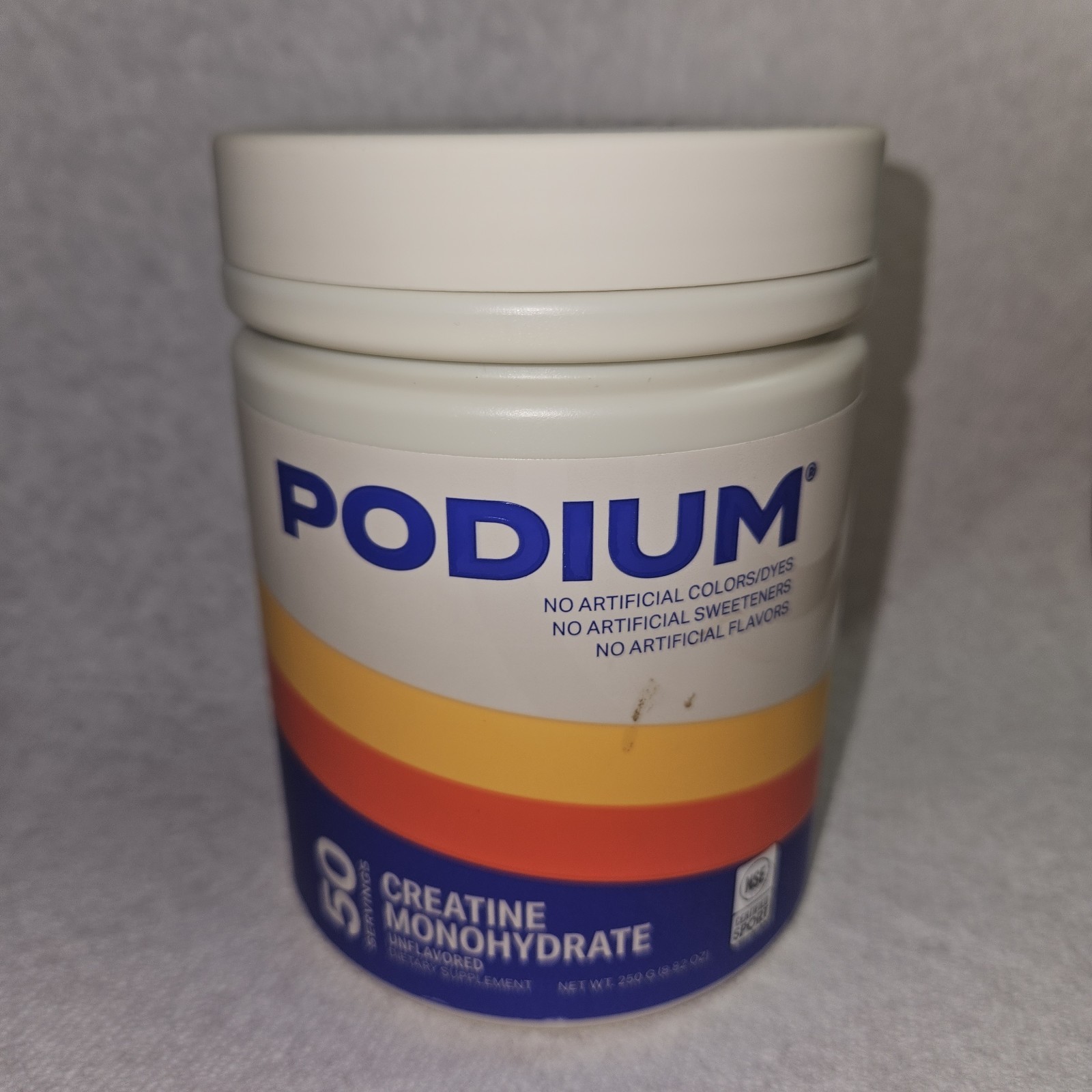 Podium Creatine Monohydrate, 50 Servings, Unflavored, Boost Strength