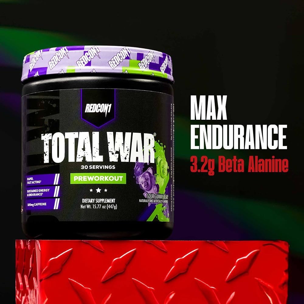 Total War Pre Workout Powder – Blue Raspberry, 320mg Caffeine, Citrulline, Beta