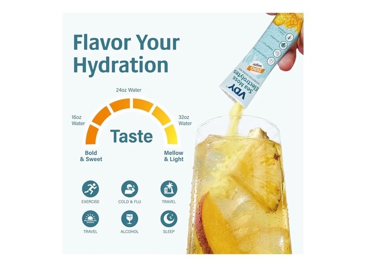 VDY Electrolytes Hydration Powder Mango & Pineapple, Sugar-Free Vegan 30