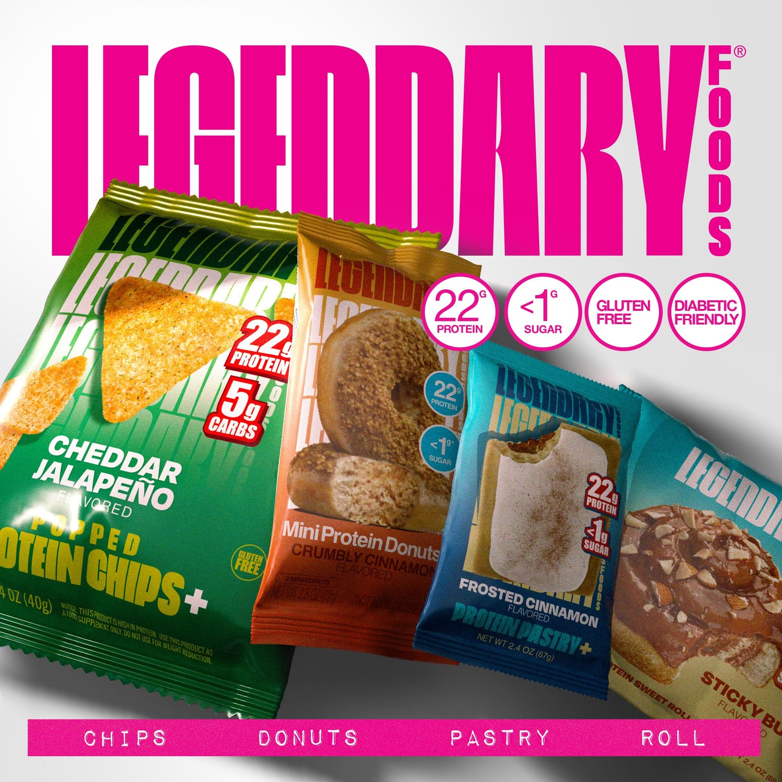 Legendary Foods Cinnamon Roll Protein Bars – 22g Protein, Gluten-Free, Low Carb