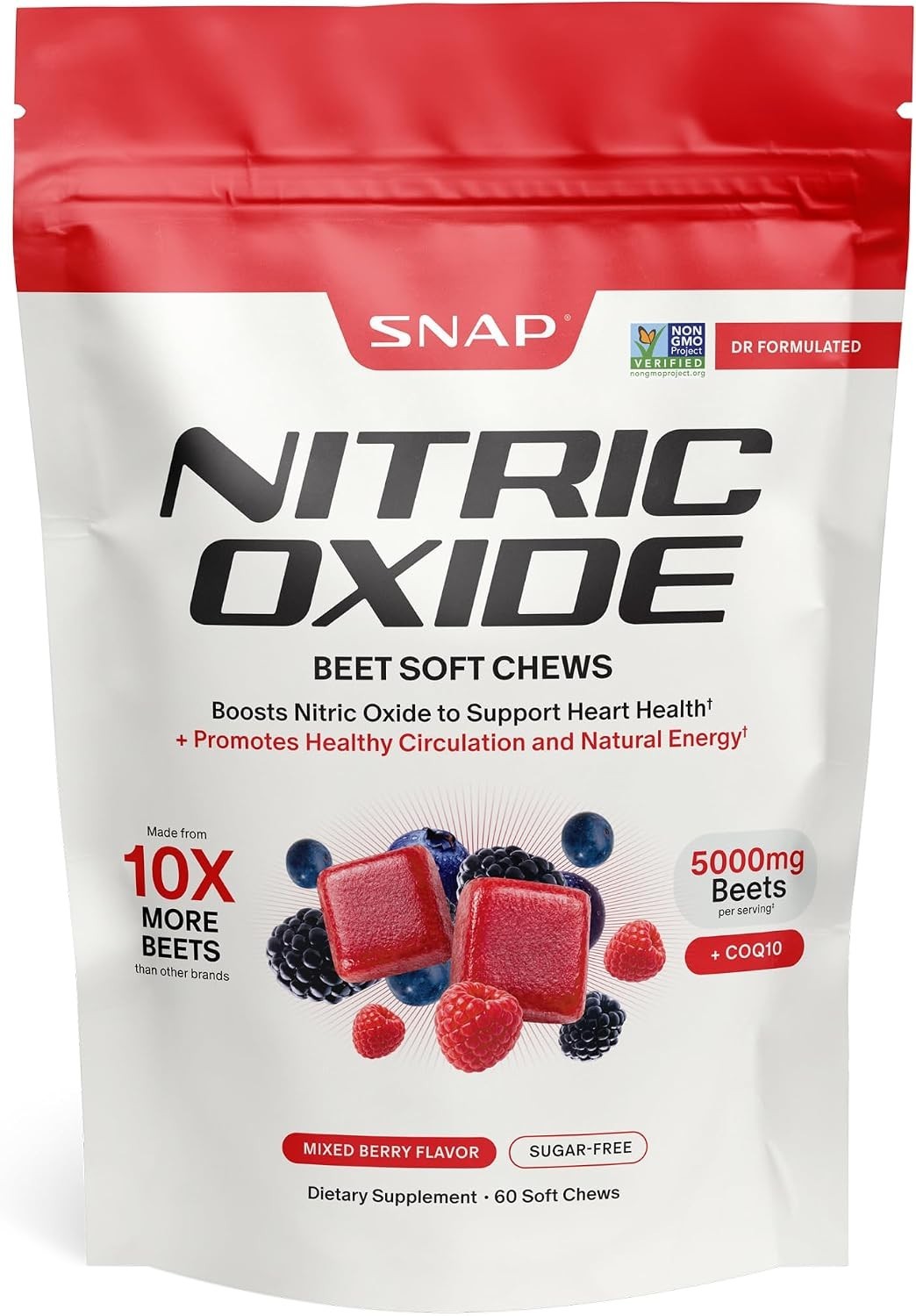 Nitric Oxide Beet Root Chews, Mixed Berry, 60 Soft Chews | 1,250mg Beet Root …