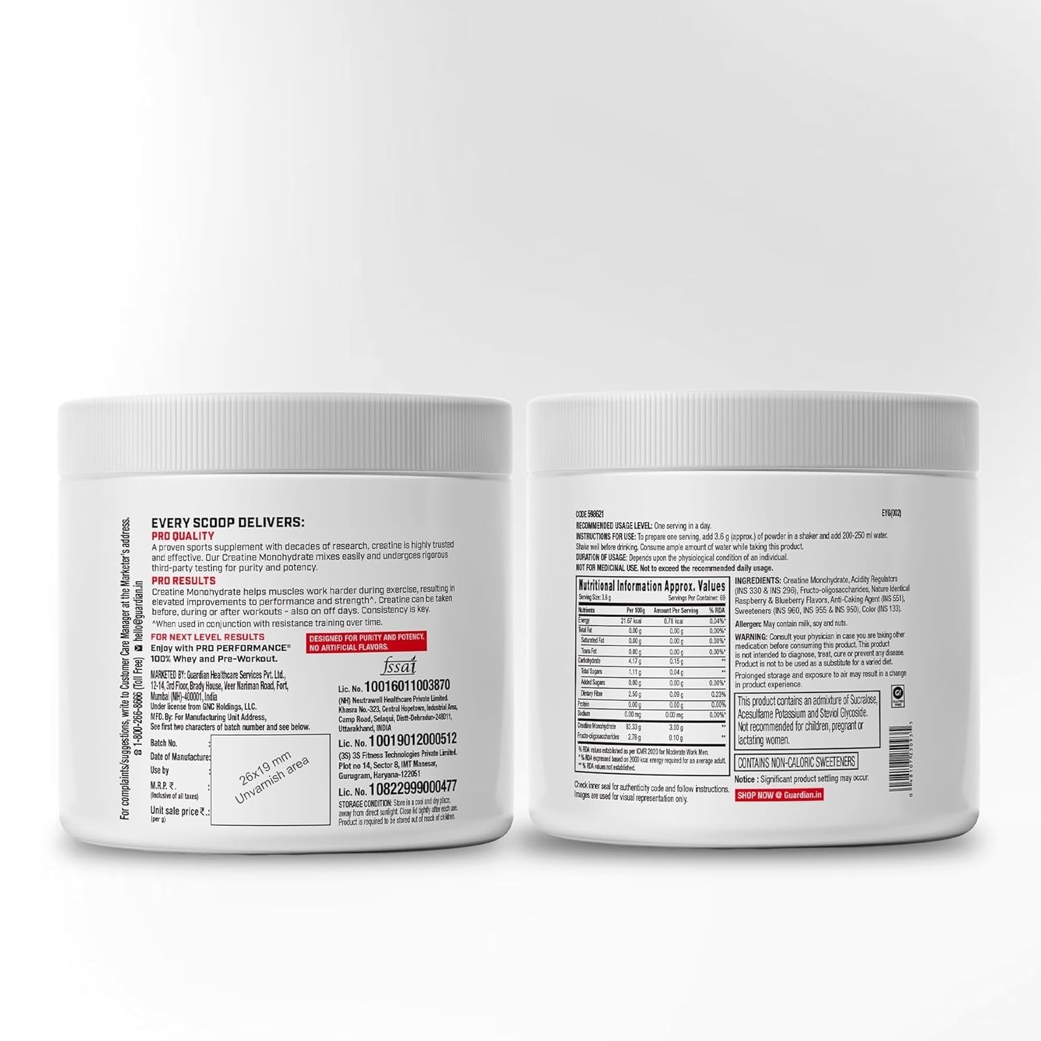 GNC Pro Performance Creatine Monohydrate – 3000mg Creatine Per Scoop | (250gm)