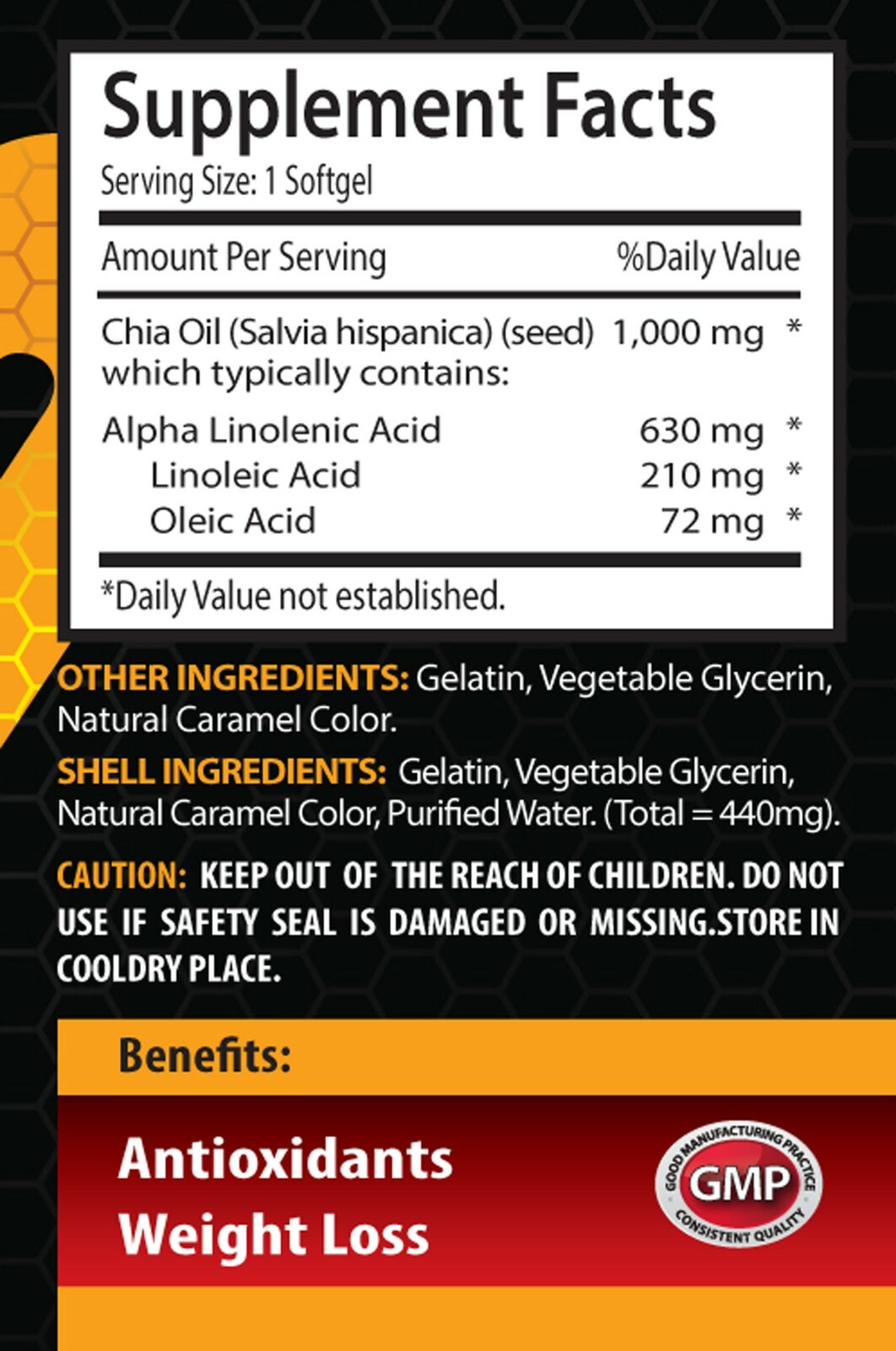 Whole-body nourishment – CHIA SEED OIL – Non-toxic oil 3 Bottles 180 Capsules
