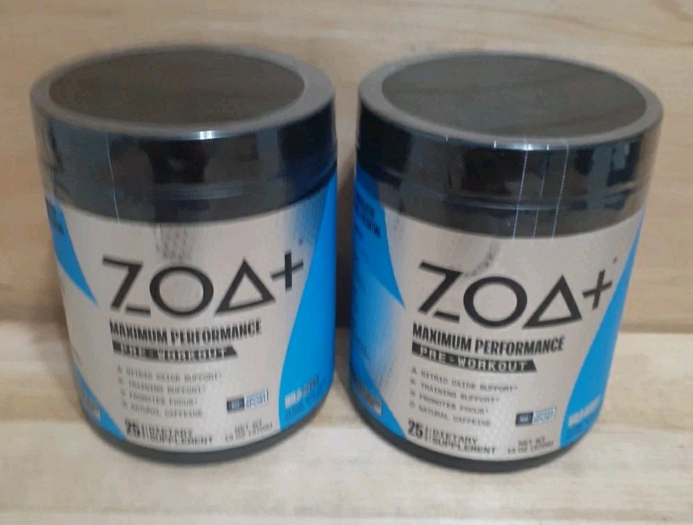 2CT: ZOA+ Zero Sugar PRE-WORKOUT Powder WILD BERRY NSF-CERTIFIED SPORT 13oz