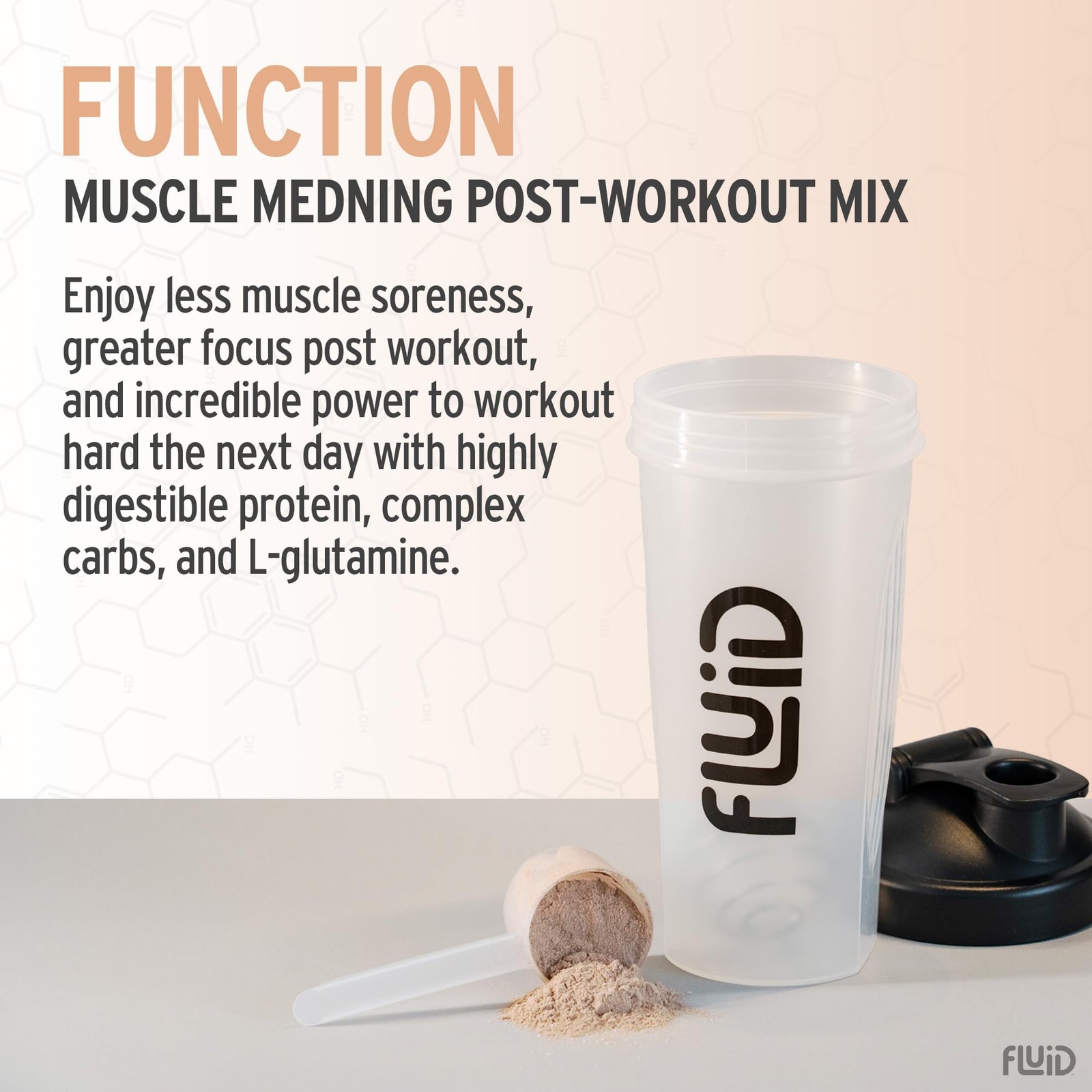 Fluid Recovery Post-Workout Drink Mix Whey Isolate Protein L-Glutamine Carbs