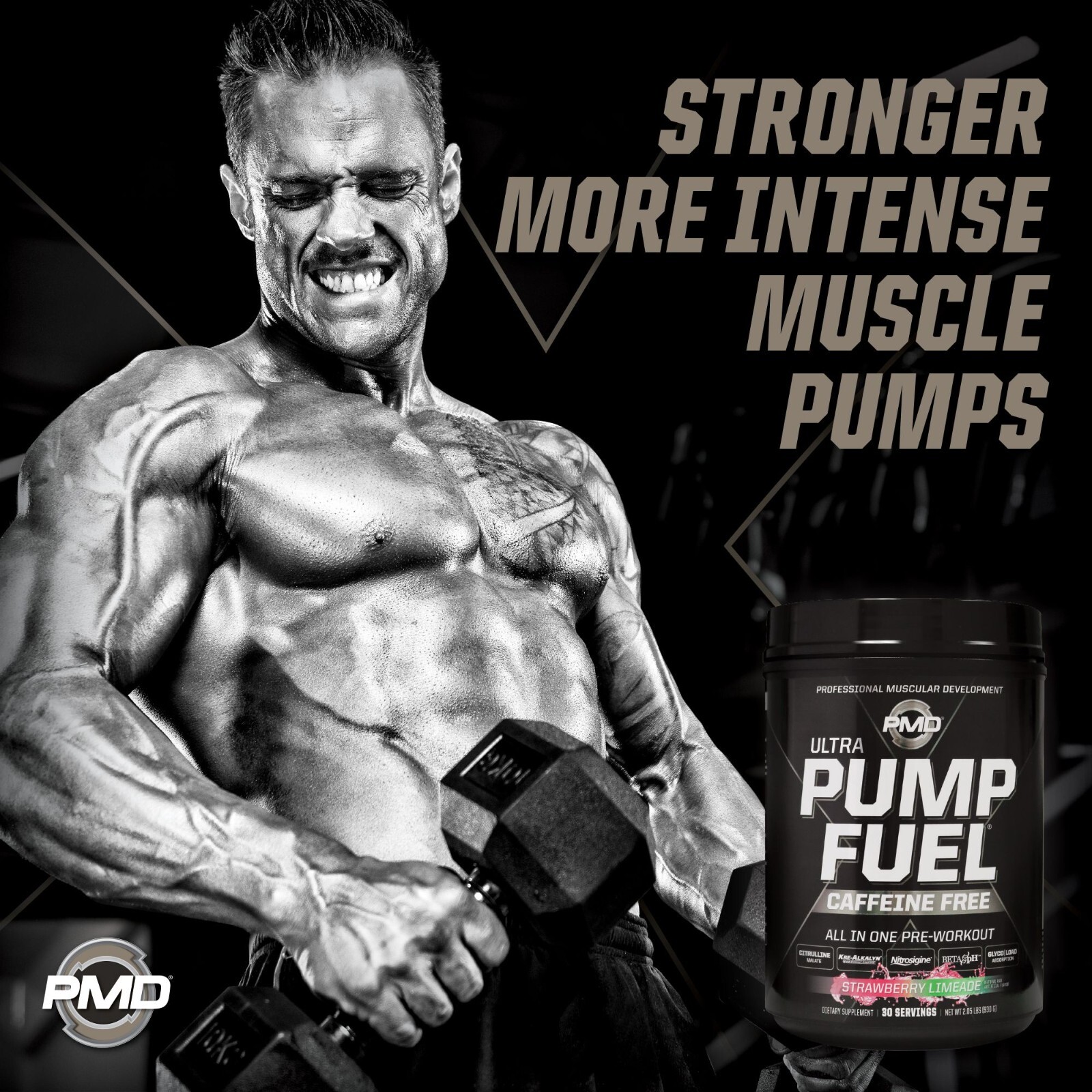 PMD SPORTS PUMP FUEL ULTRA-CAFFEINE FREE – STRAWBERRY LIMEADE (30 servings)