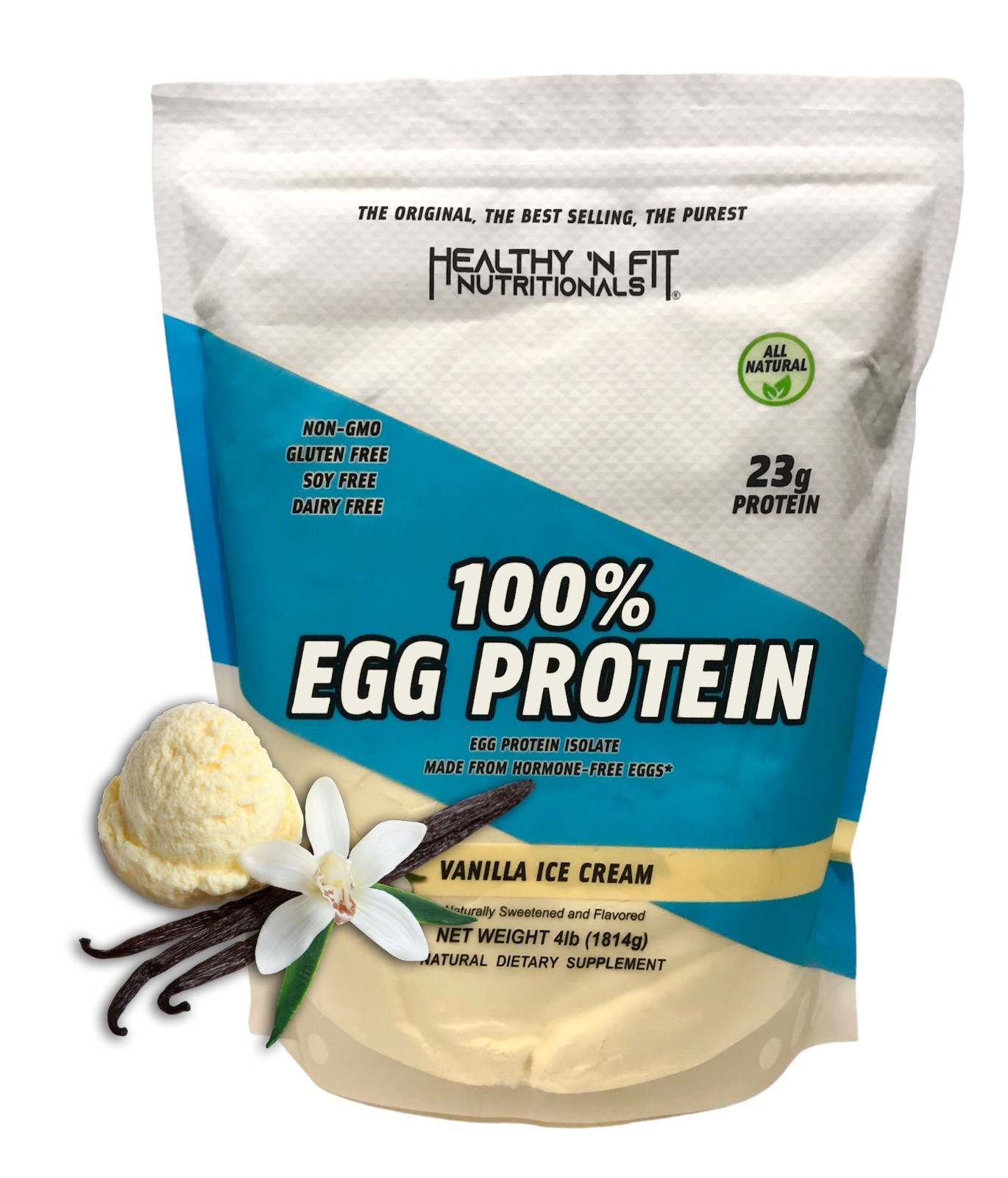 Healthy N Fit 100% Egg Protein Vanilla 4lb, Lactose FREE, Natural Sweet, Isolate