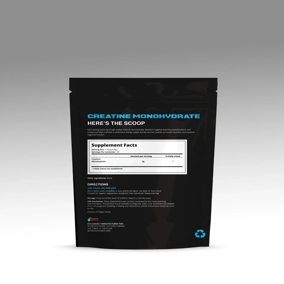 Creatine Monohydrate (Micronized) Powder – 5g per Serving 30sticks Free Shipping