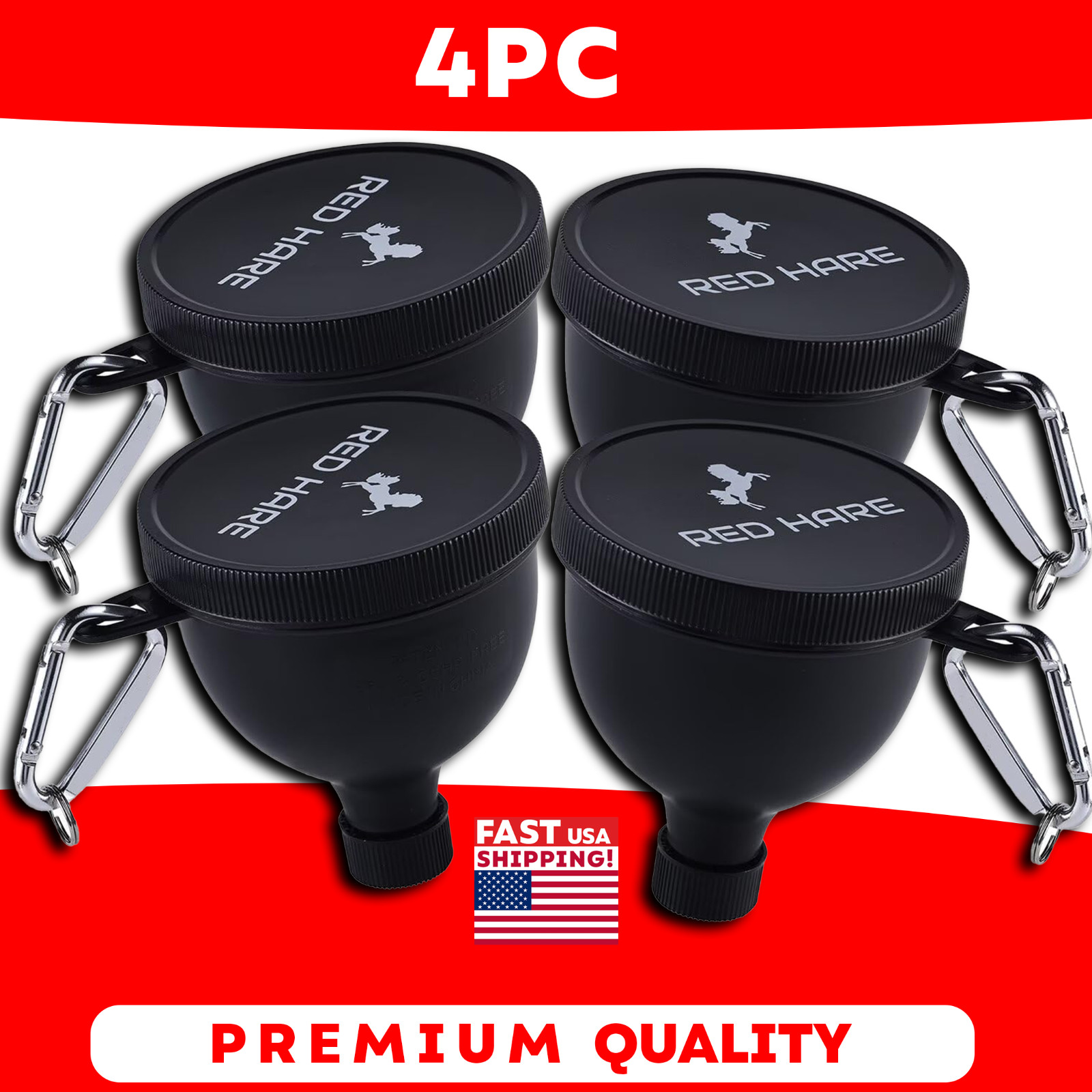[4 Pack] Funnels for Filling Water Bottles with Protein Powder, 3 Compartment Pi