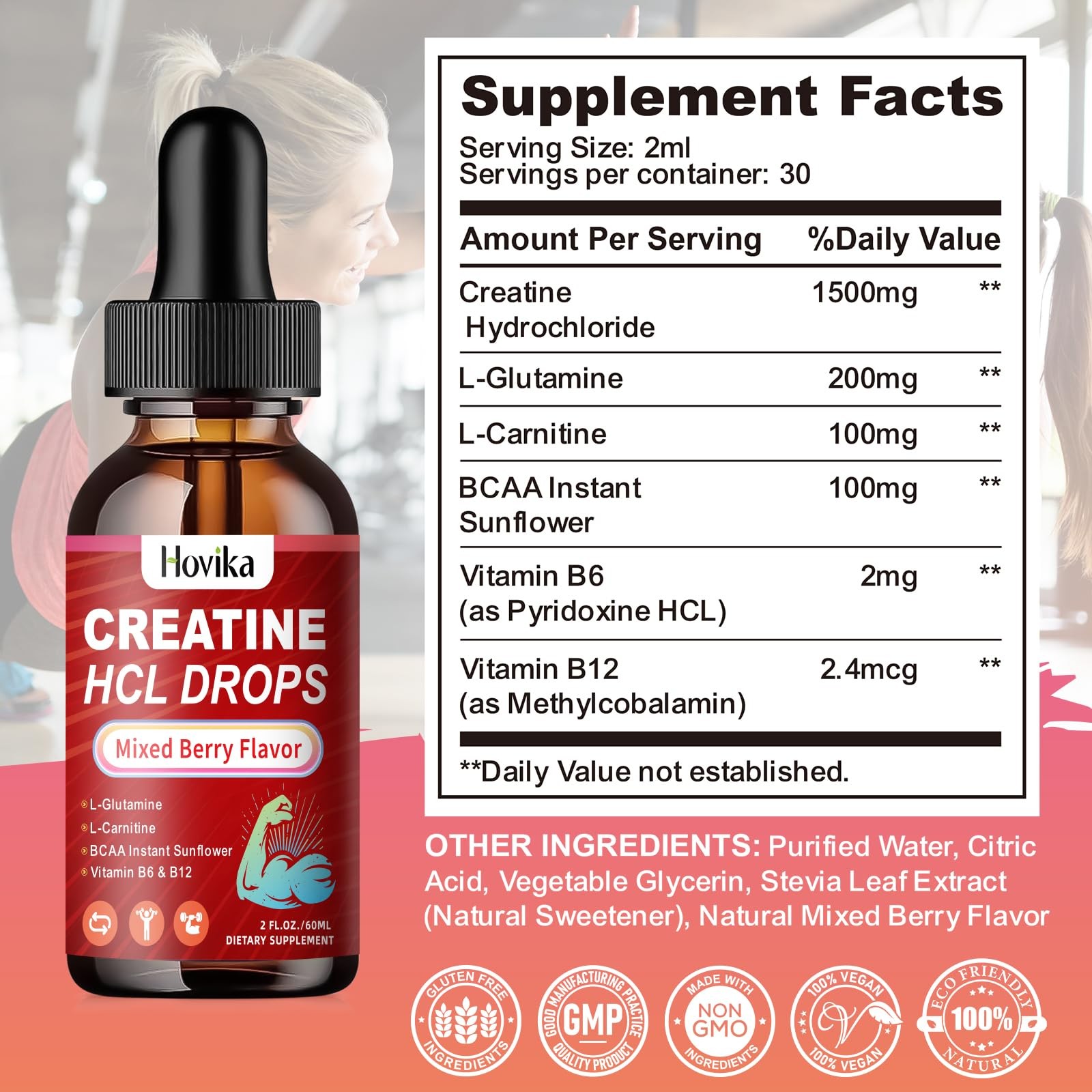 Creatine HCL Liquid Drops for Men & , Creatine Hydrochloride with L-Carnitine…