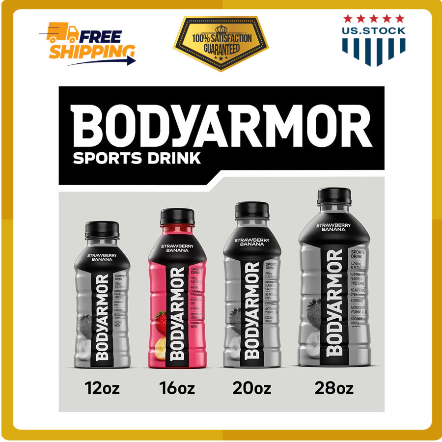 BODYARMOR 12 Pack Strawberry Banana Sports Drink 16oz Electrolyte Hydration