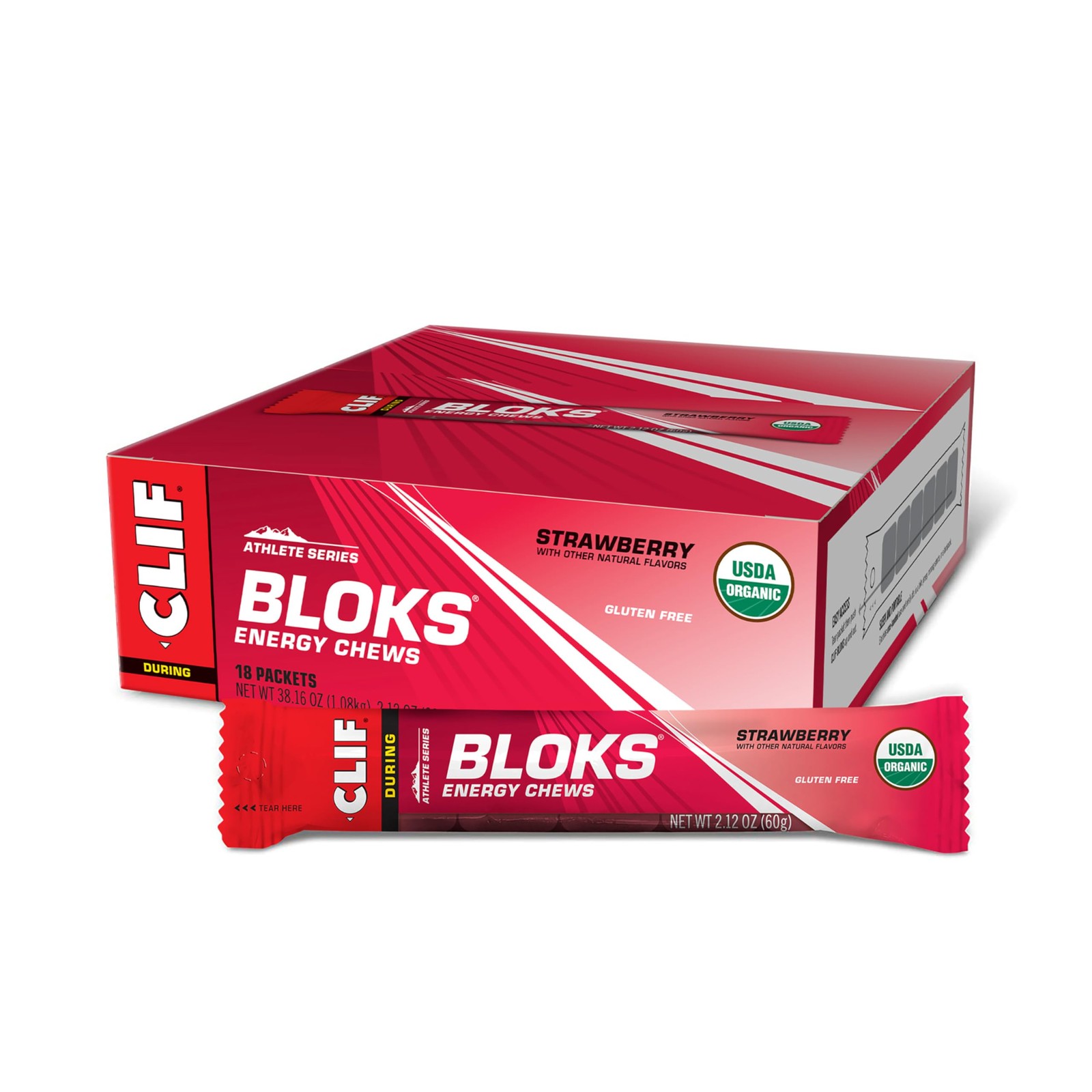 CLIF BLOKS – Strawberry Flavor – Energy 18 Count (Pack of 1),