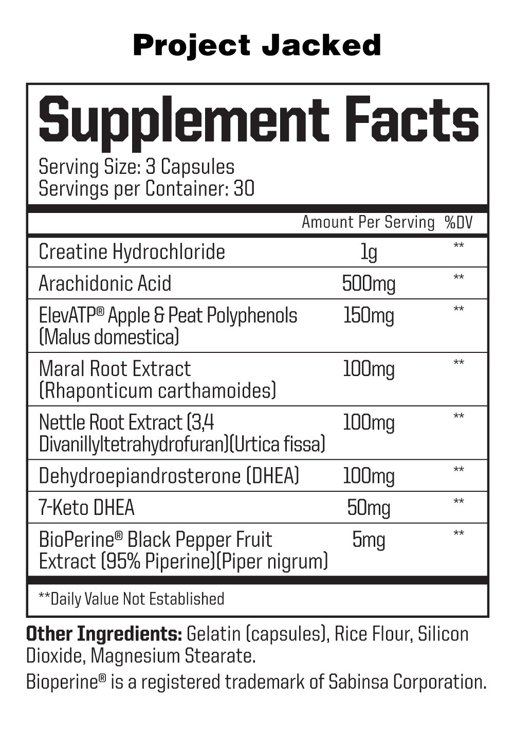 ANABOLIC WARFARE PROJECT JACK’D Strength Power Performance Lean Mass 90 Capsules