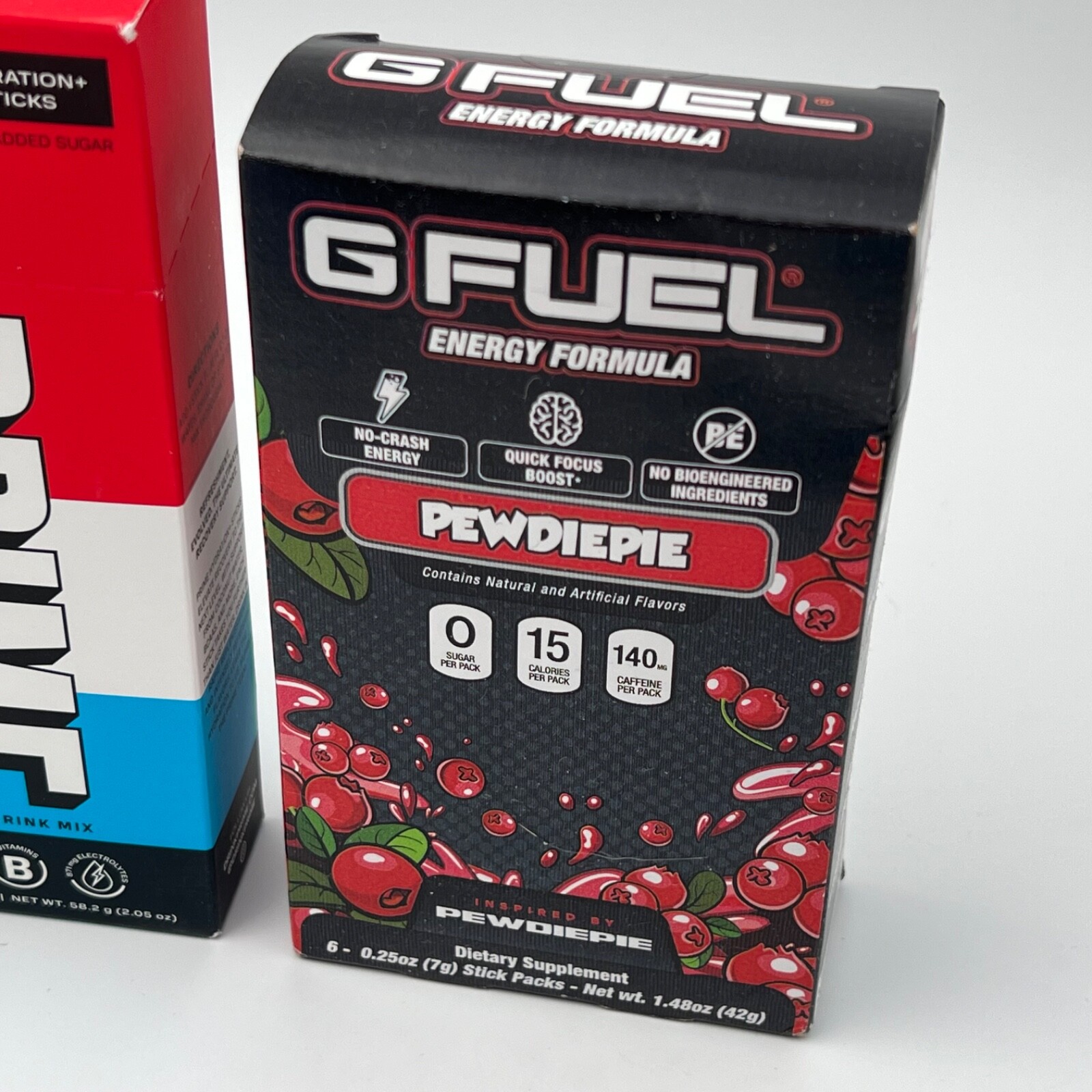 PRIME ICE POP + G FUEL PEWDIEPIE Lingonberry Hydration Sticks (12 sticks total)