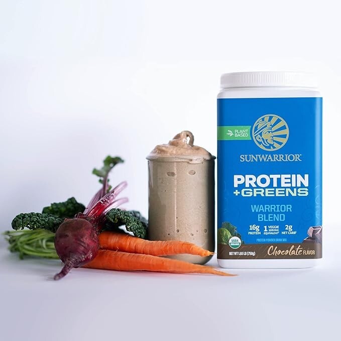Sunwarrior Warrior Blend Organic Vegan Protein Powder BCAA Unflavored 1.65 lbs