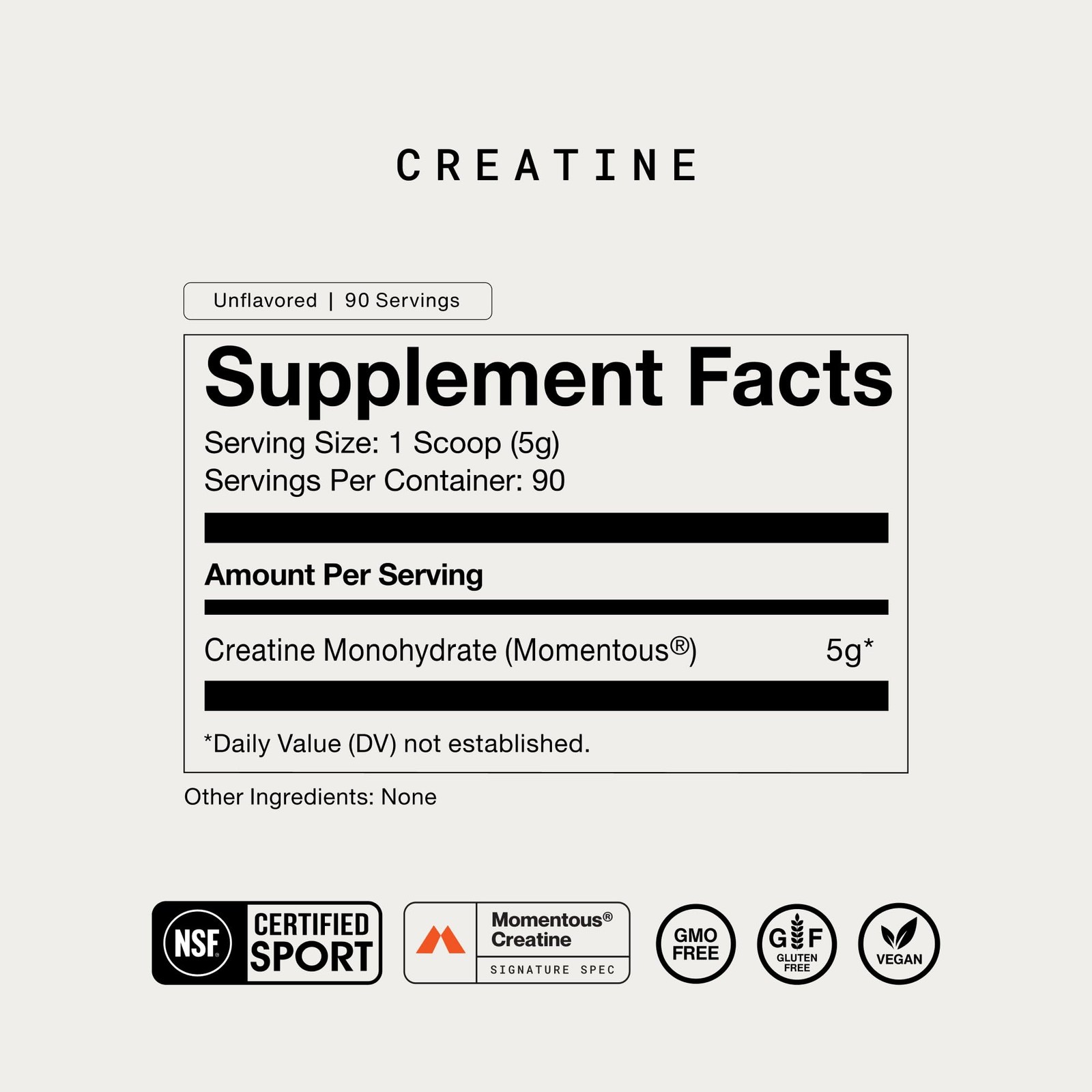 Momentous Creatine Monohydrate Powder – 90 Servings (Pack of 1)