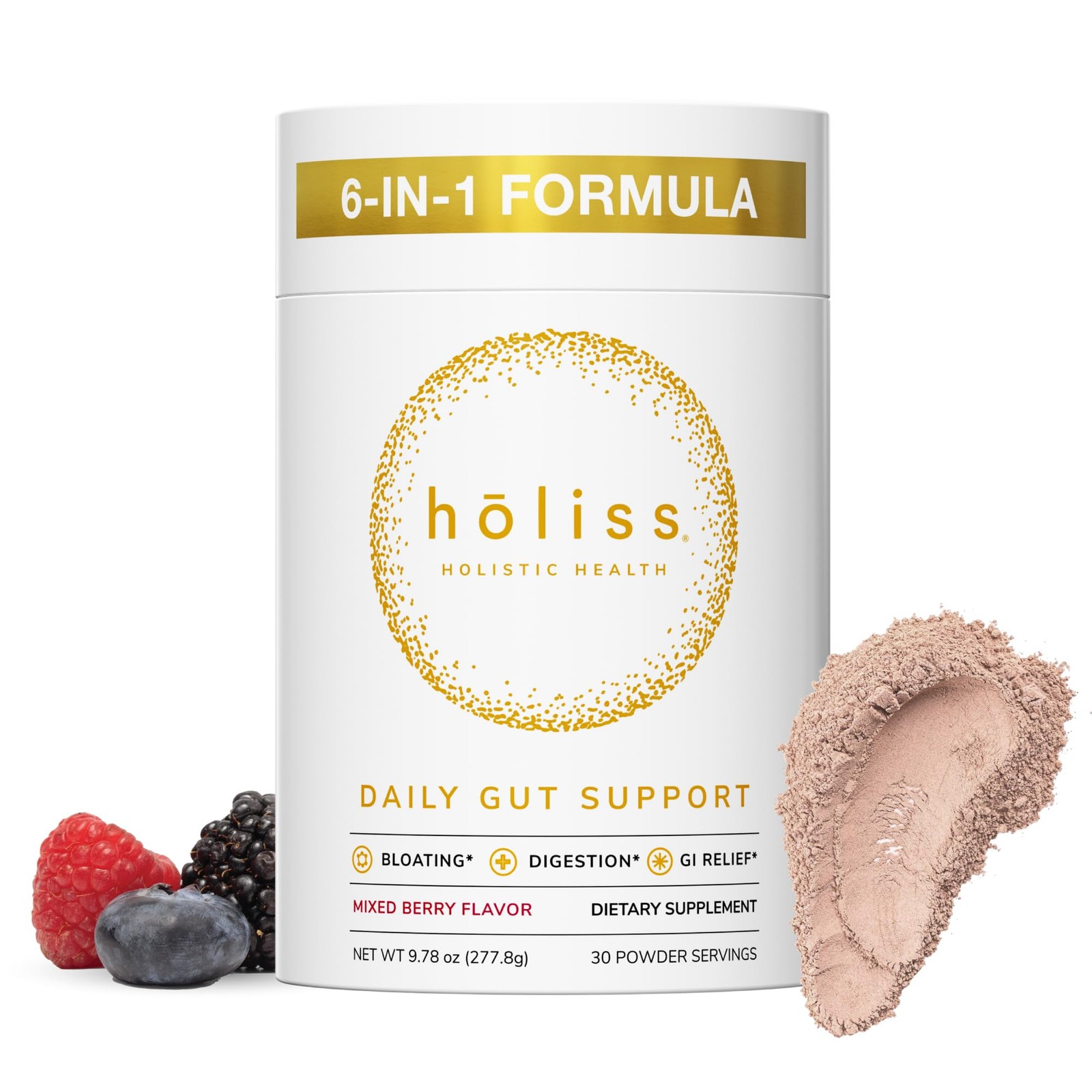 Daily Gut 6-in-1 All Natural , Slippery Elm, L Glutamine, Lemon Balm with Pep…