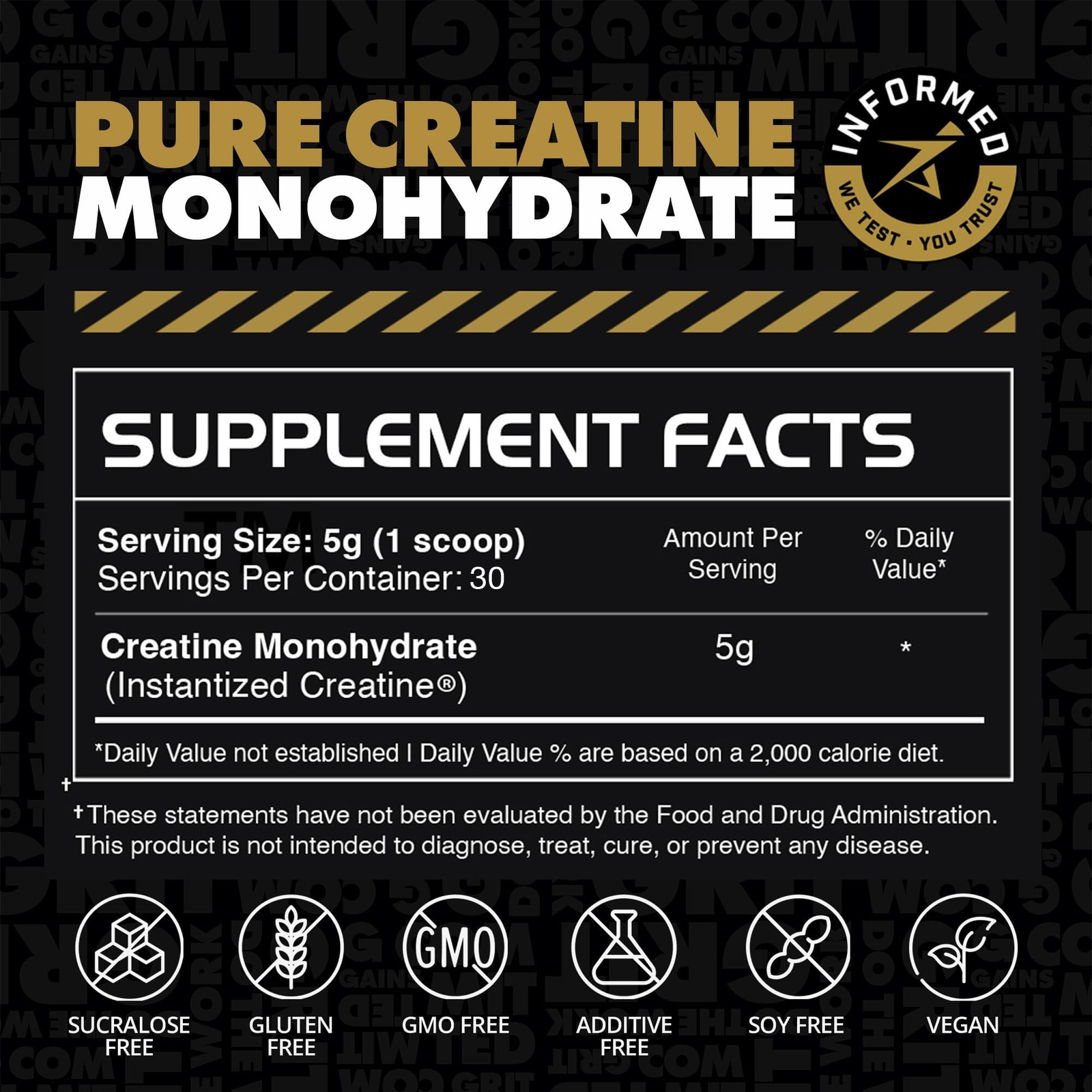 Gains in Bulk Instantized Creatine Monohydrate for Women and Men, Soluble Cre…