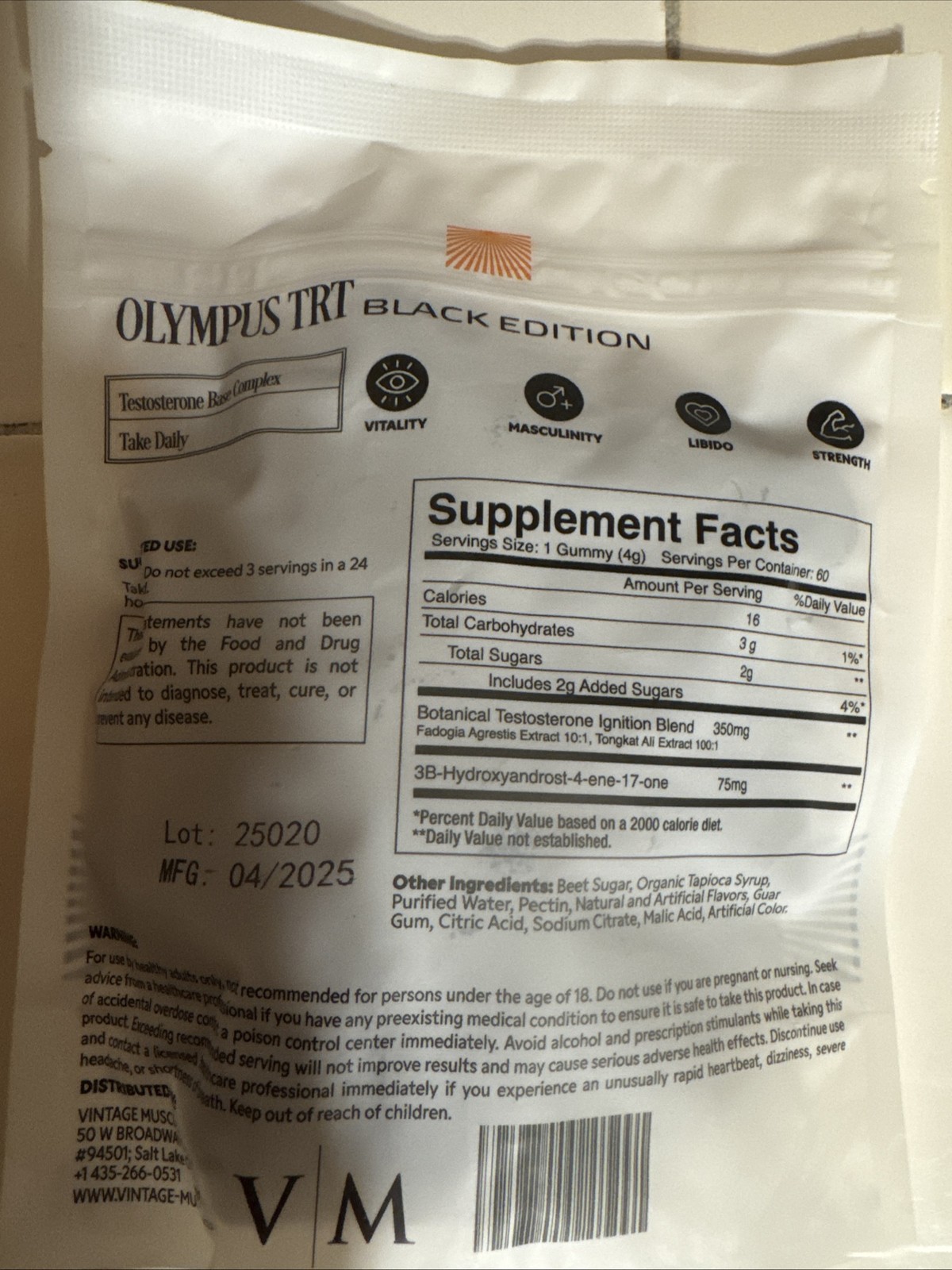 Olympus TRT 4Dhea 2 Step PreCursor 2 Test. Base Gummies By Vintage Muscle💪🏛️🌍