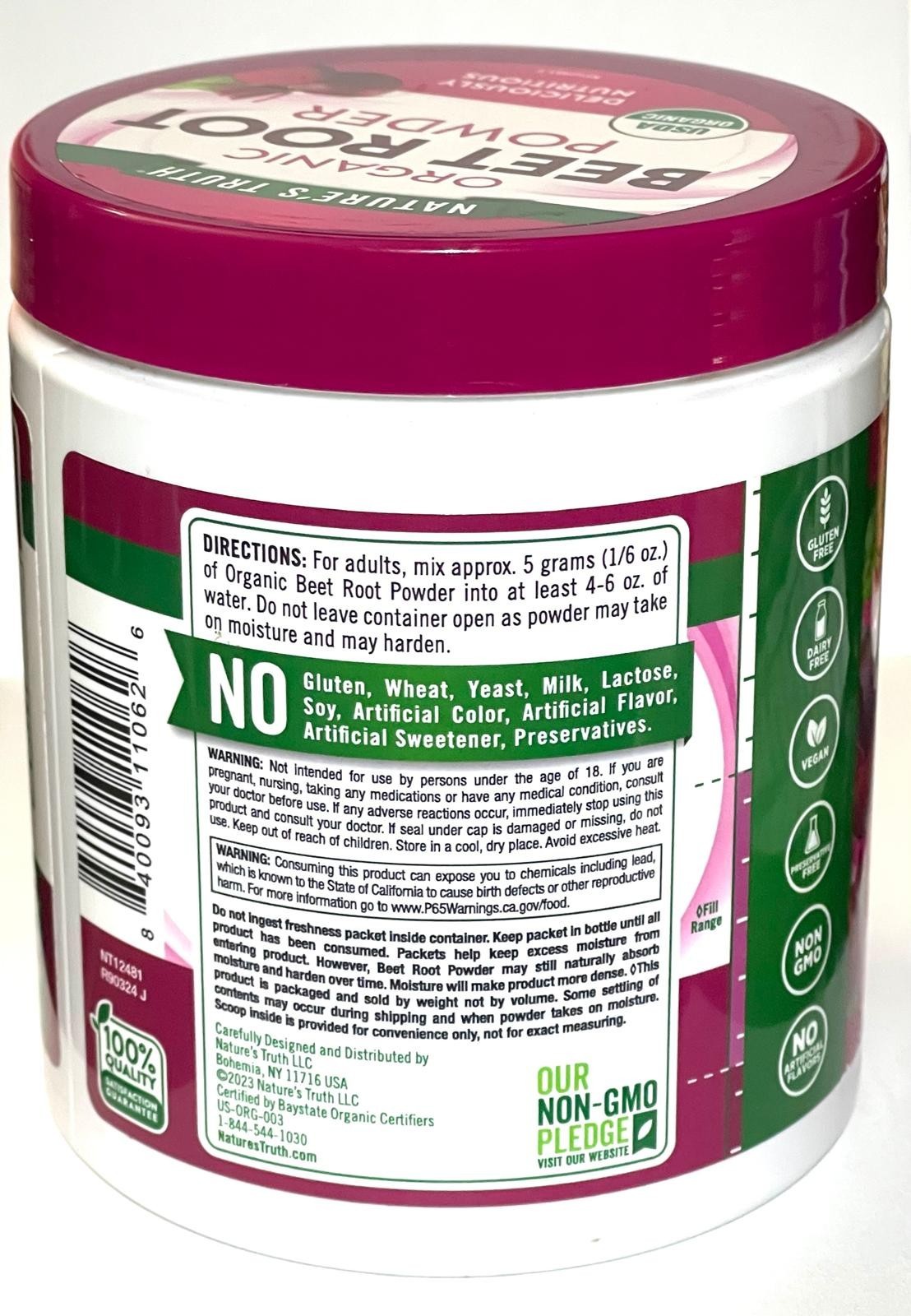 Organic BEET ROOT Powder – 35 servings by Nature’s Truth