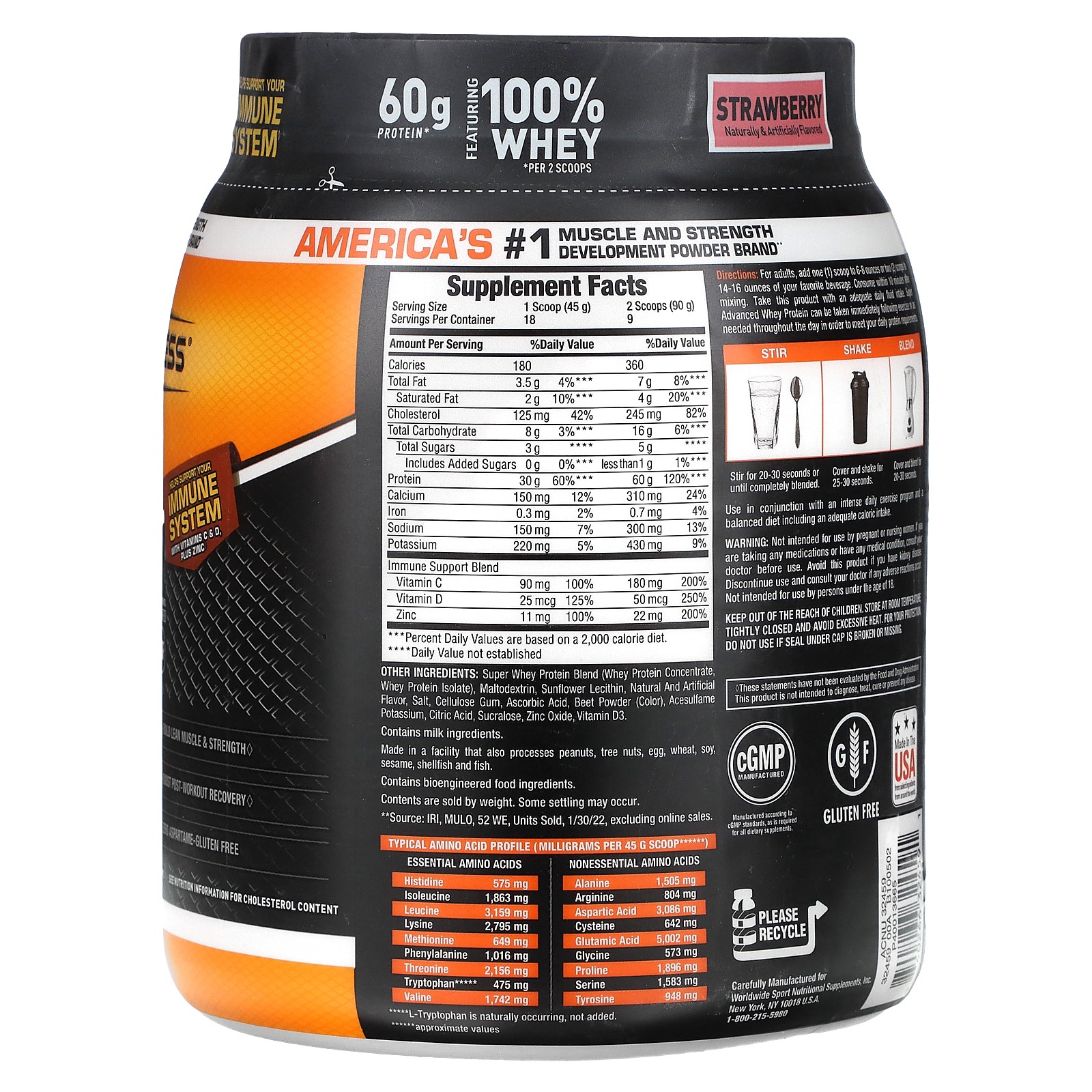 Super Advanced Whey Protein, Strawberry , 1.78 lb (810 g)