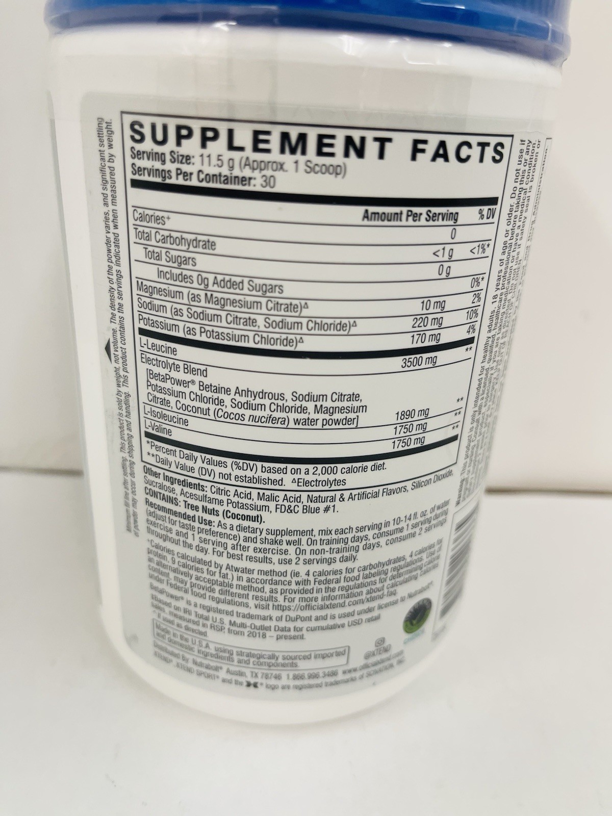 Xtend BCAA Powder Blue Raspberry Ice 30 Serving Sugar Free 12.2oz EXP 5/27