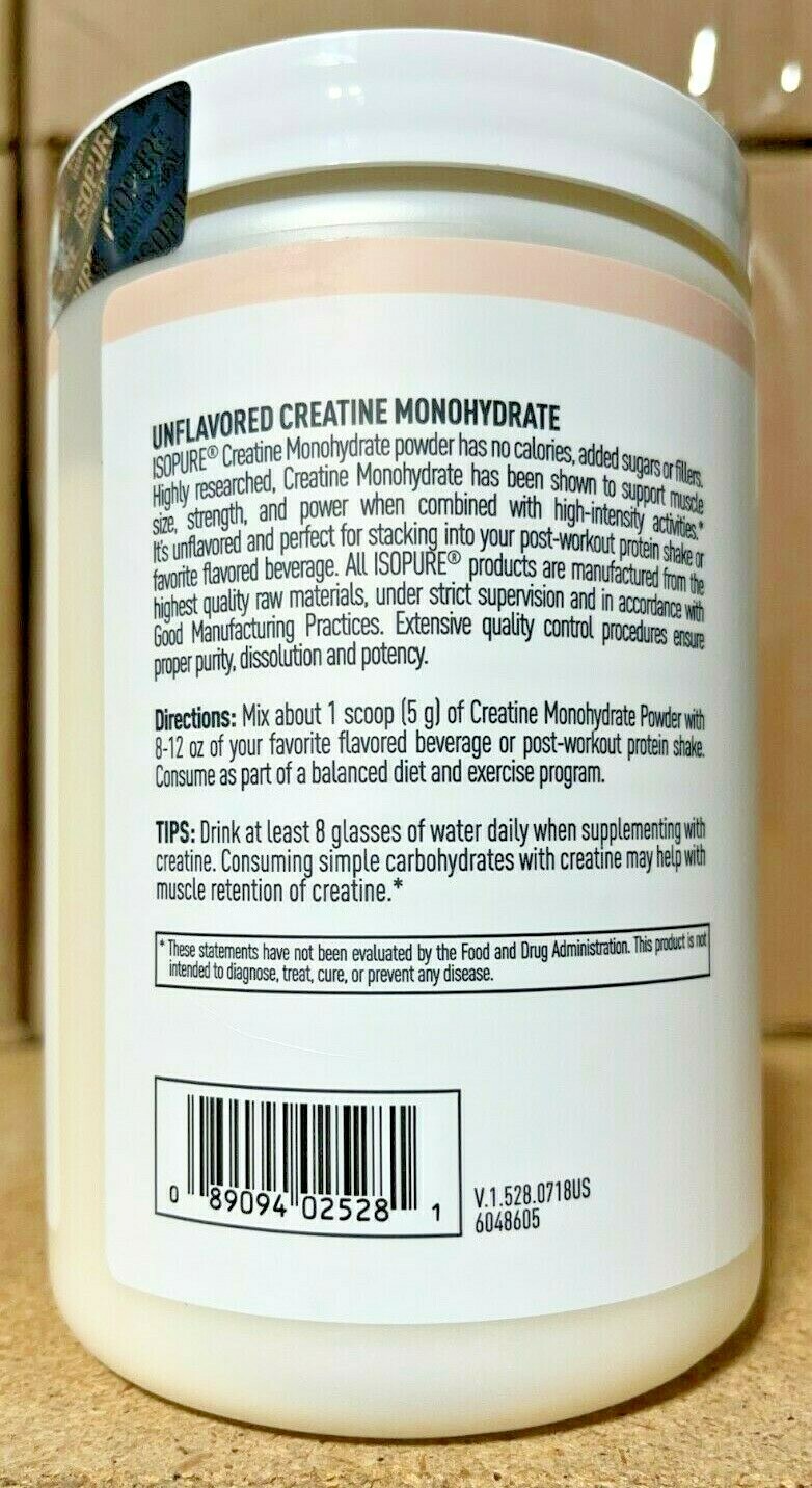 Nature’s Best Isopure Unflavored Creatine Monohydrate 500 Grams 100 Servings New