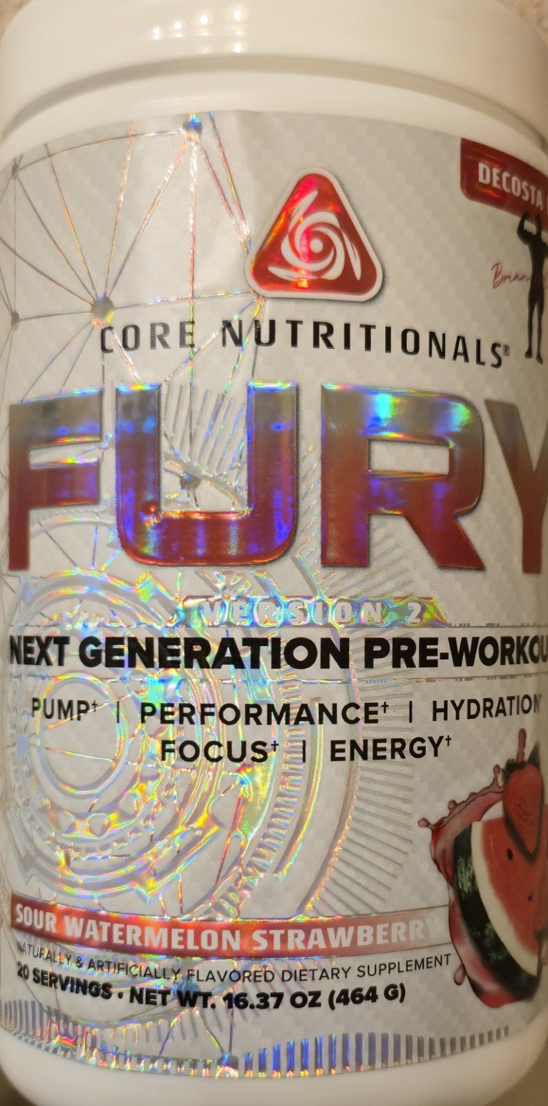 Core Nutritionals FURY V2 NEXT GEN PRE 1lb (20-40 Serv) Wat/stra BEST BY 11/ 26