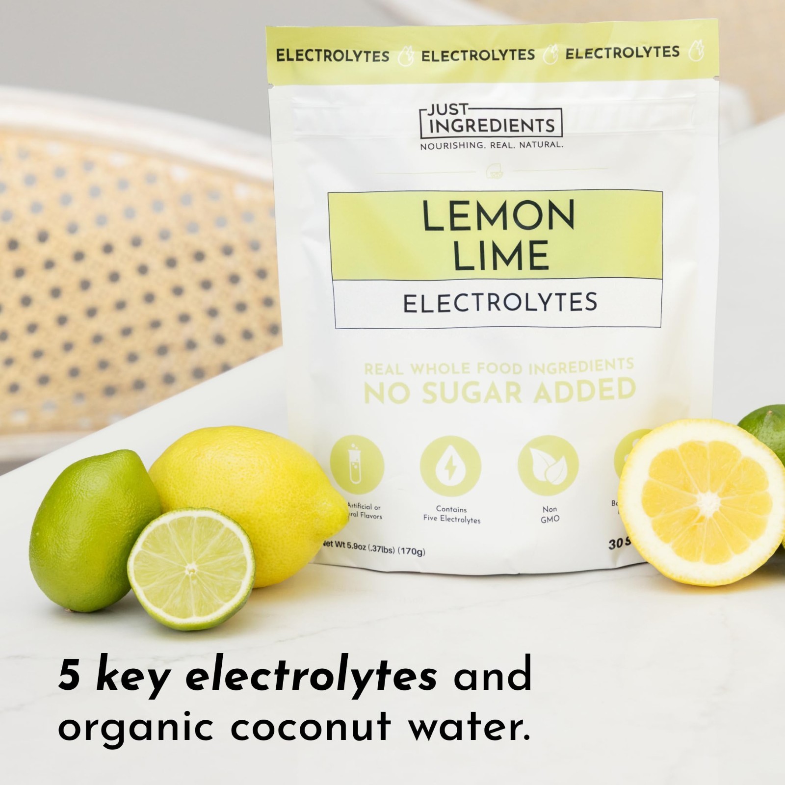 Lemon Lime Electrolyte Drink Mix – 30 Servings, Hydration Boost with Coconut Wat