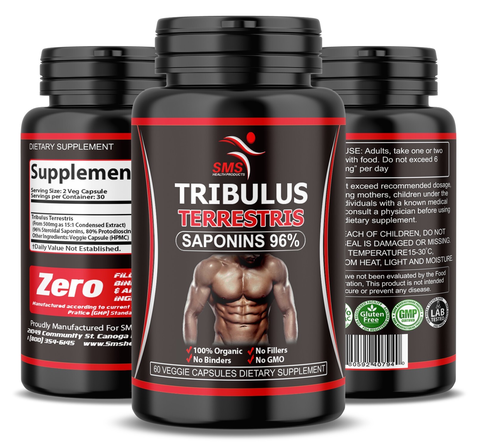 TRIBULUS TERRESTRIS 7500mg 96% SAPONINS BIG MUSCLE BODYBUILDING PILLS 120 CAPS