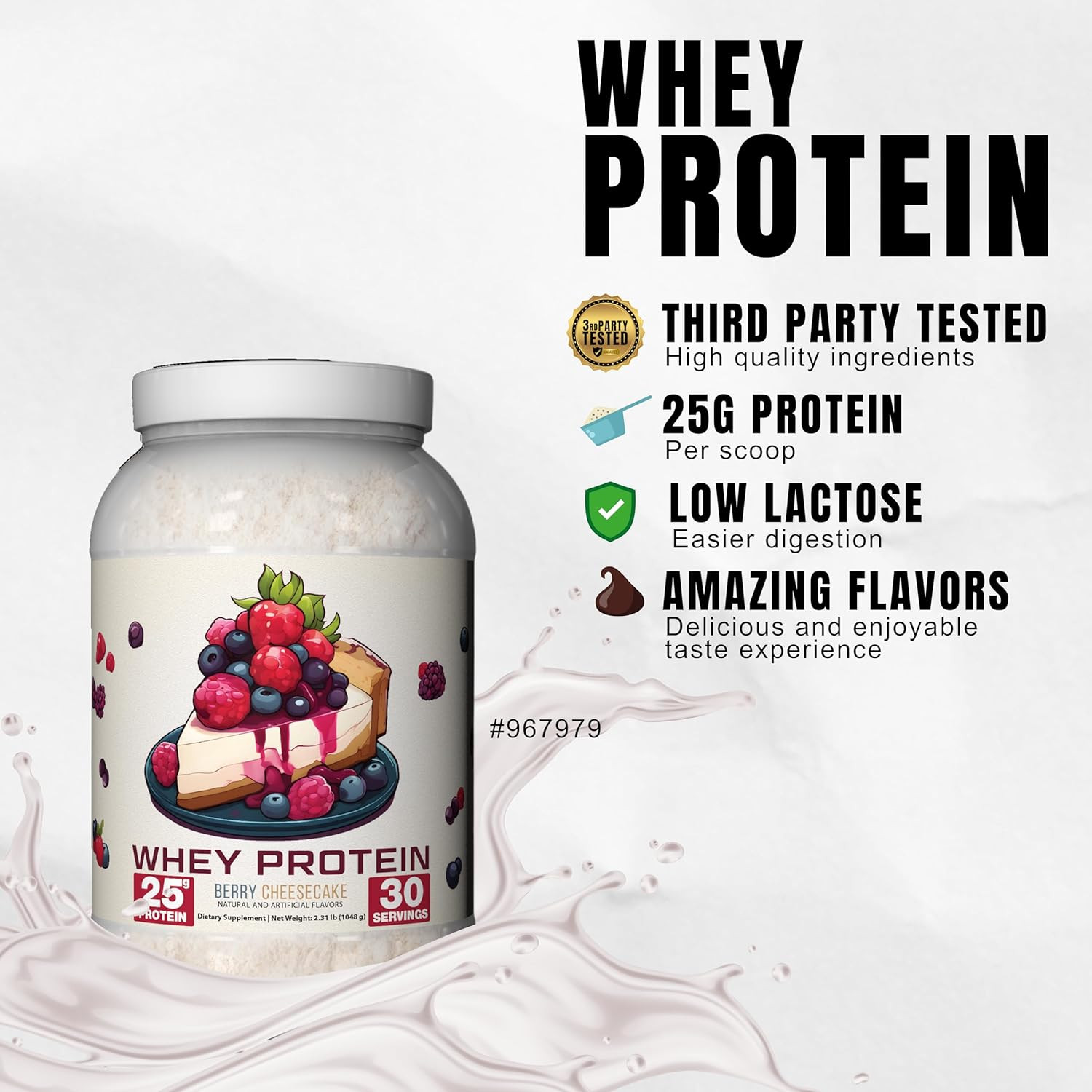 Ekkovision Protein Powder Berry Cheesecake 30 Servings 25g Whey High Protein