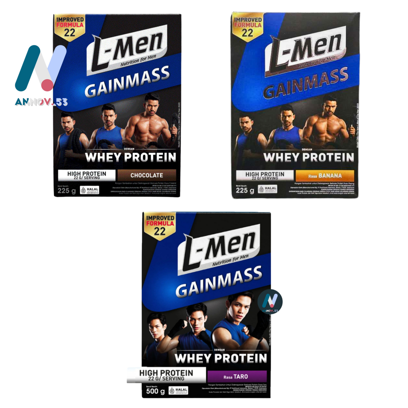 L-MEN Nutrition Supplement Muscle Growth Mass Gainer Weight Choco Banana Taro