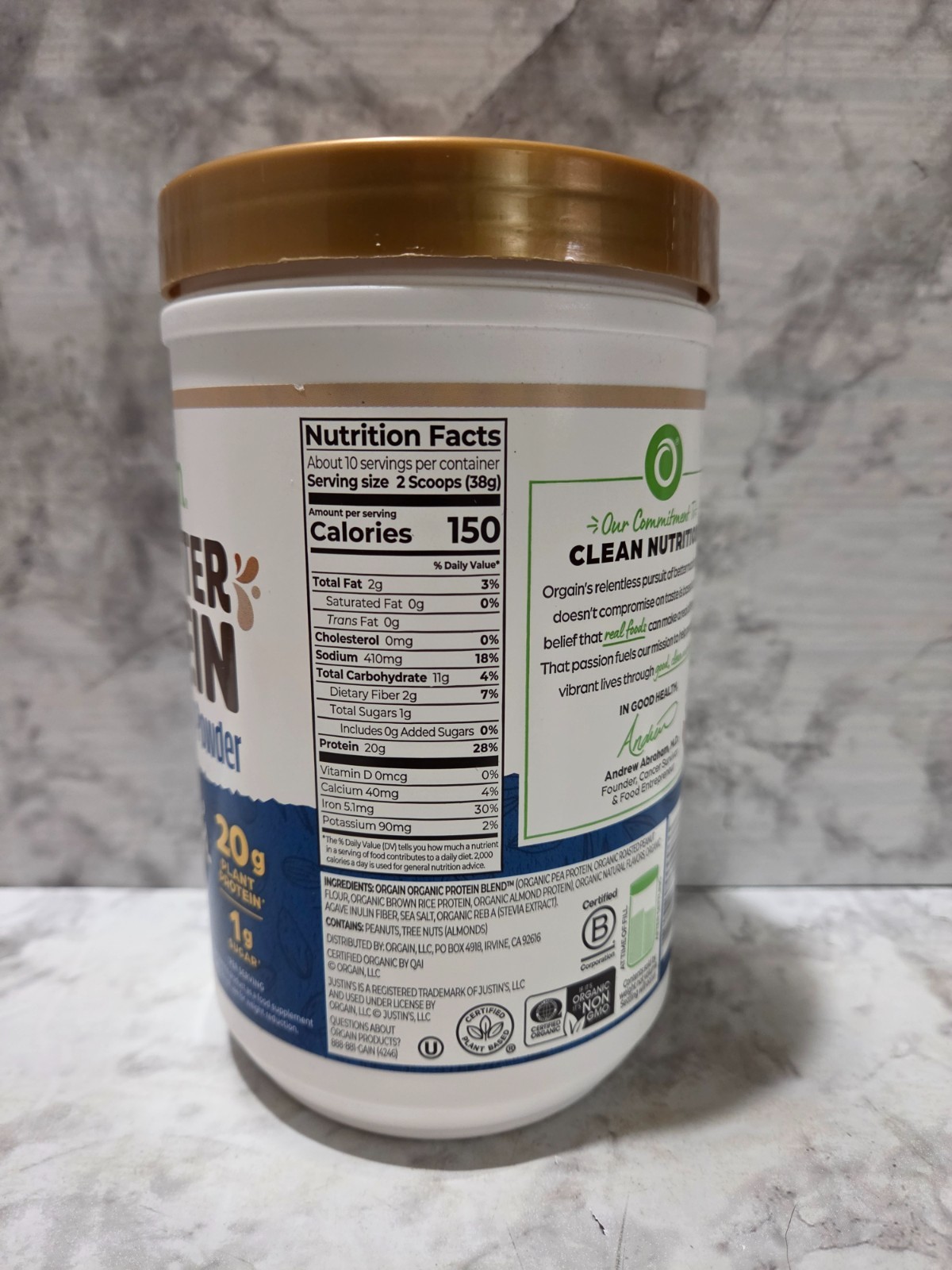 Orgain Nut Butter Protein Justin’s Vanilla Almond Butter 13.28 OZ 2/2027