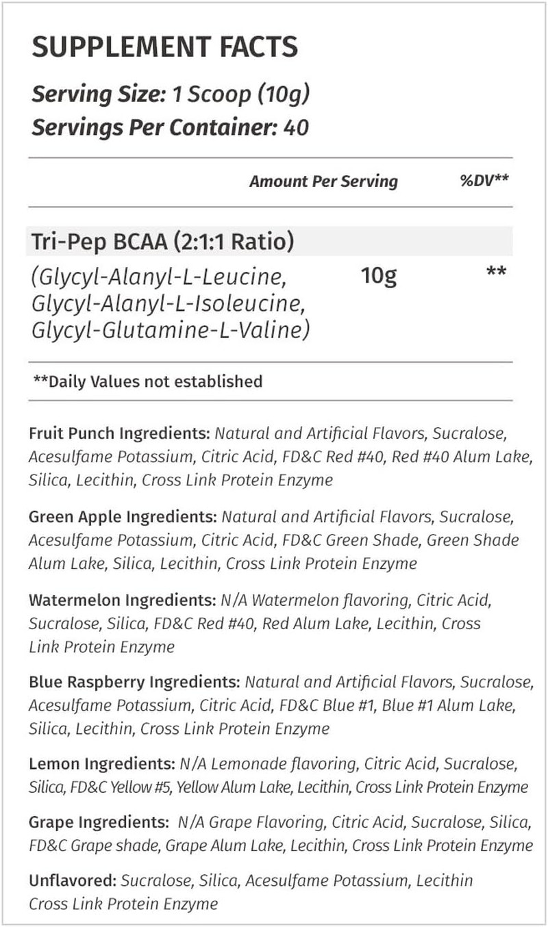 – TRIPEP – Tri-Peptide Branch Chain Amino Acid, BCAA Powder, Pre Intra Post Work
