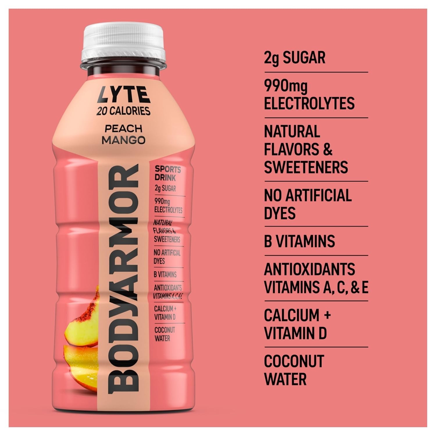 Refresh and Replenish with LYTE Peach Mango Electrolyte Drink, 20 Calories