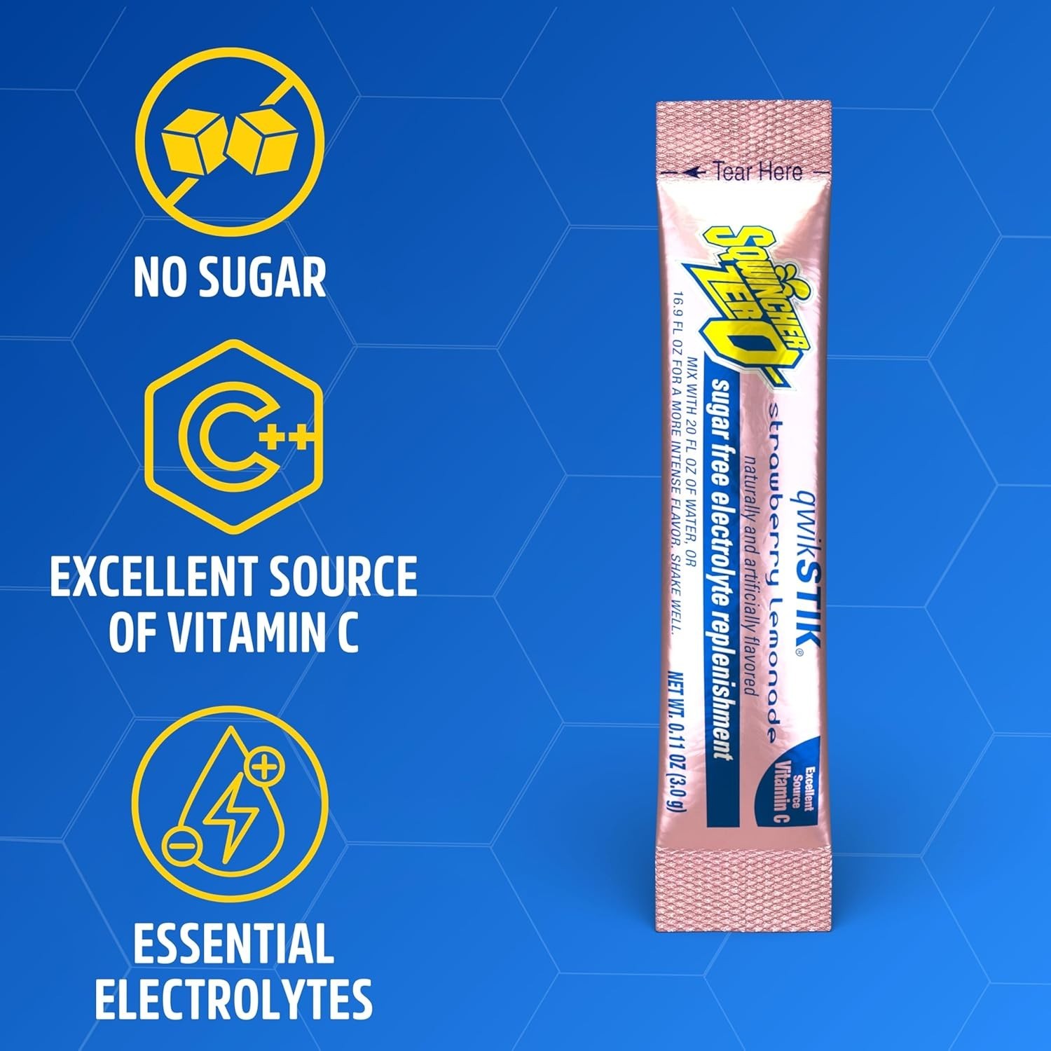 Zero Qwik Stik Strawberry Lemonade Electrolyte Hydration Mix [50pk]